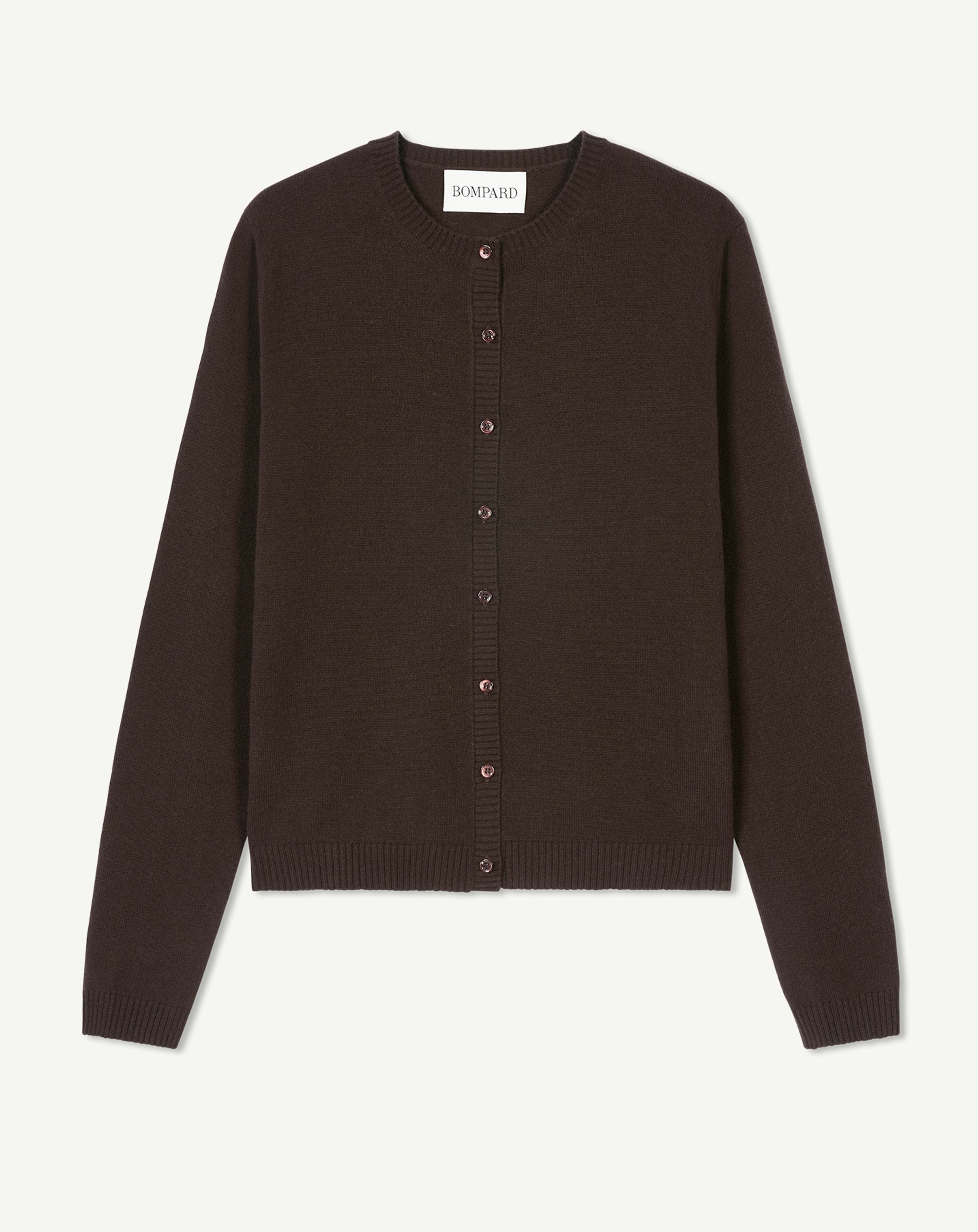 Cardigan with buttoned sleeves in Cashmere Women chocolate | Eric