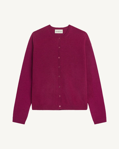 Cardigan  manches boutons-POURPRE-100% cachemire