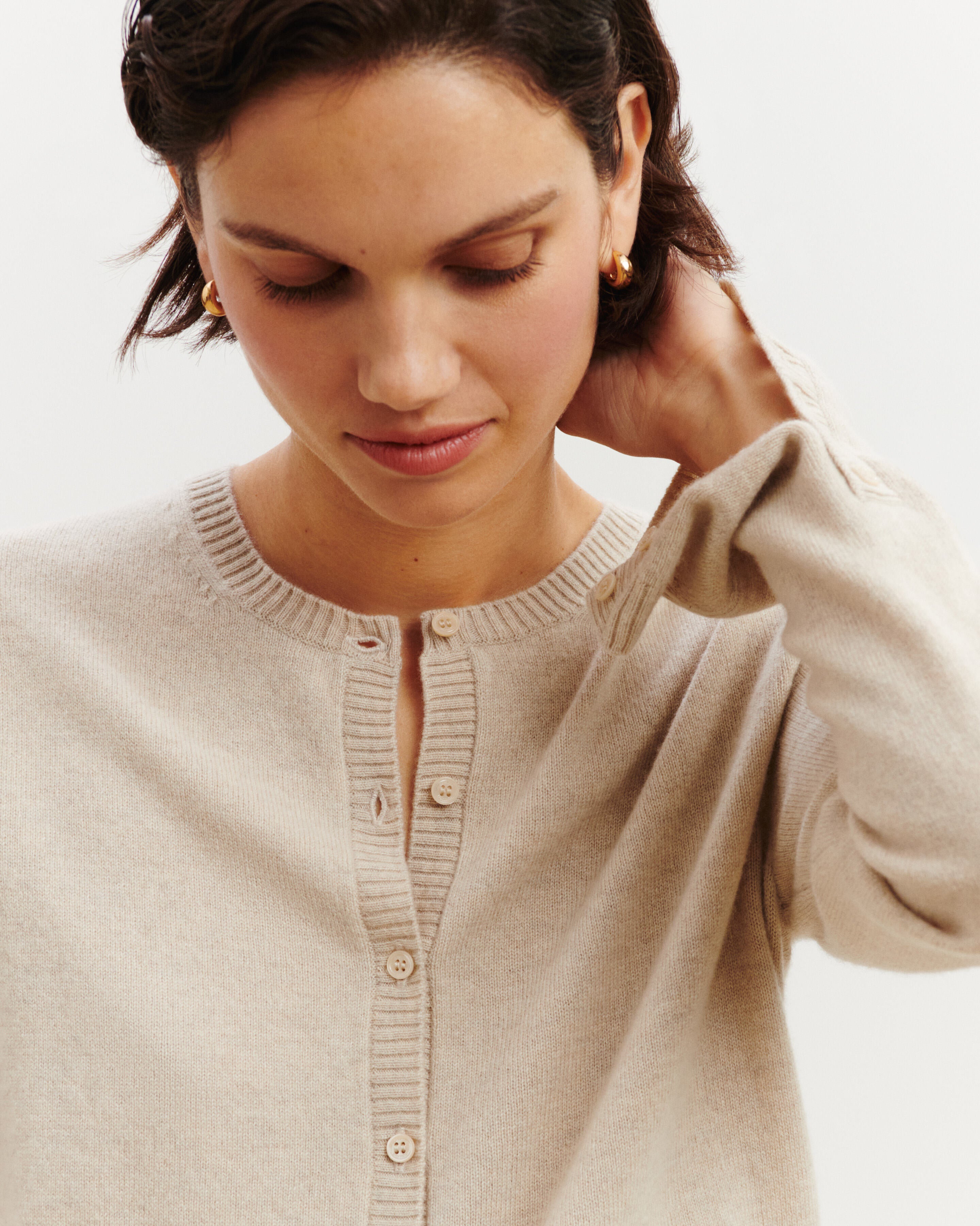Cardigan  manches boutons-AVOINE-100% cachemire