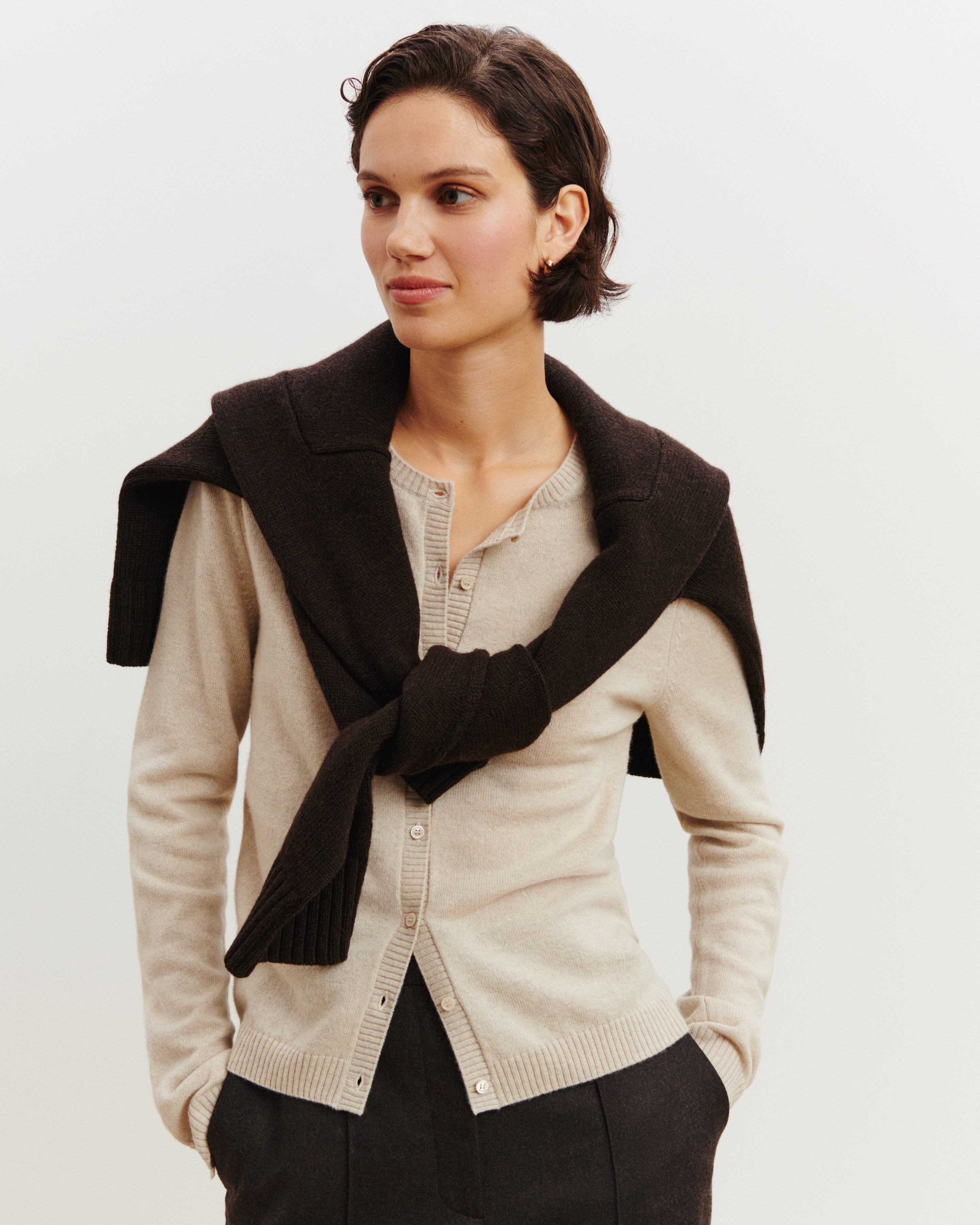 Cardigan  manches boutons-AVOINE-100% cachemire