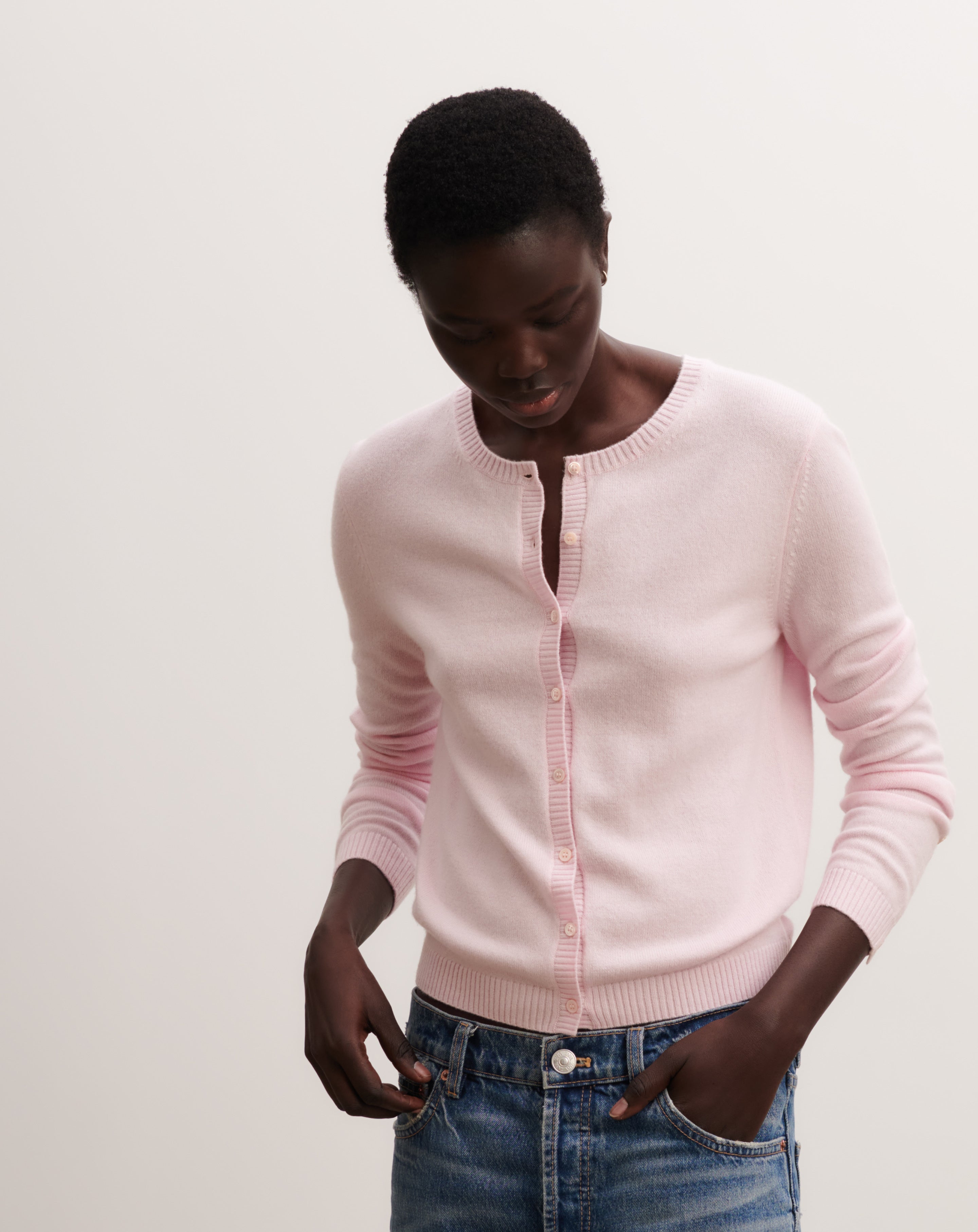 Cardigan  manches boutons-CERISIER-100% cachemire