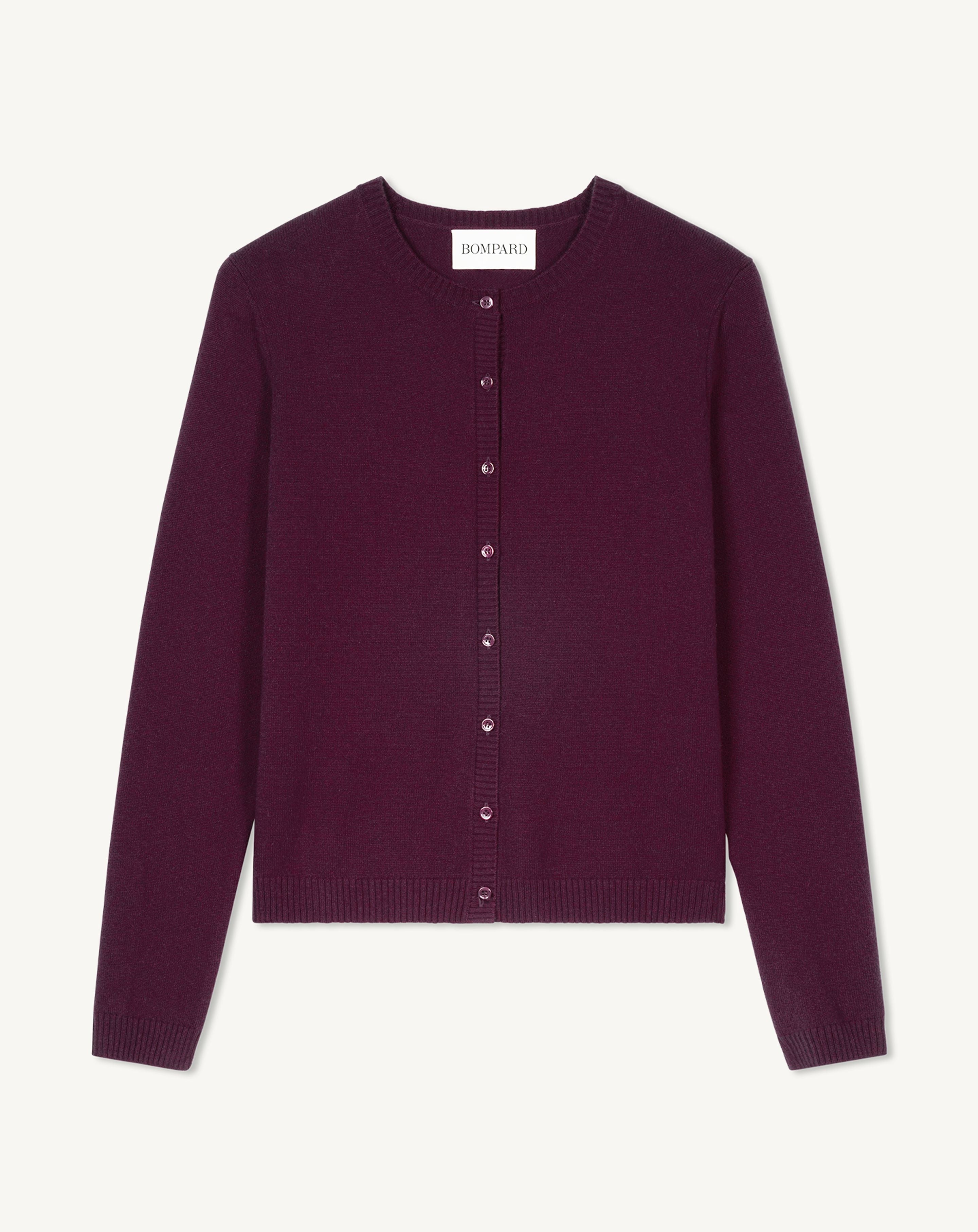 Cardigan  manches boutons-PRUNE DAMAS-100% cachemire