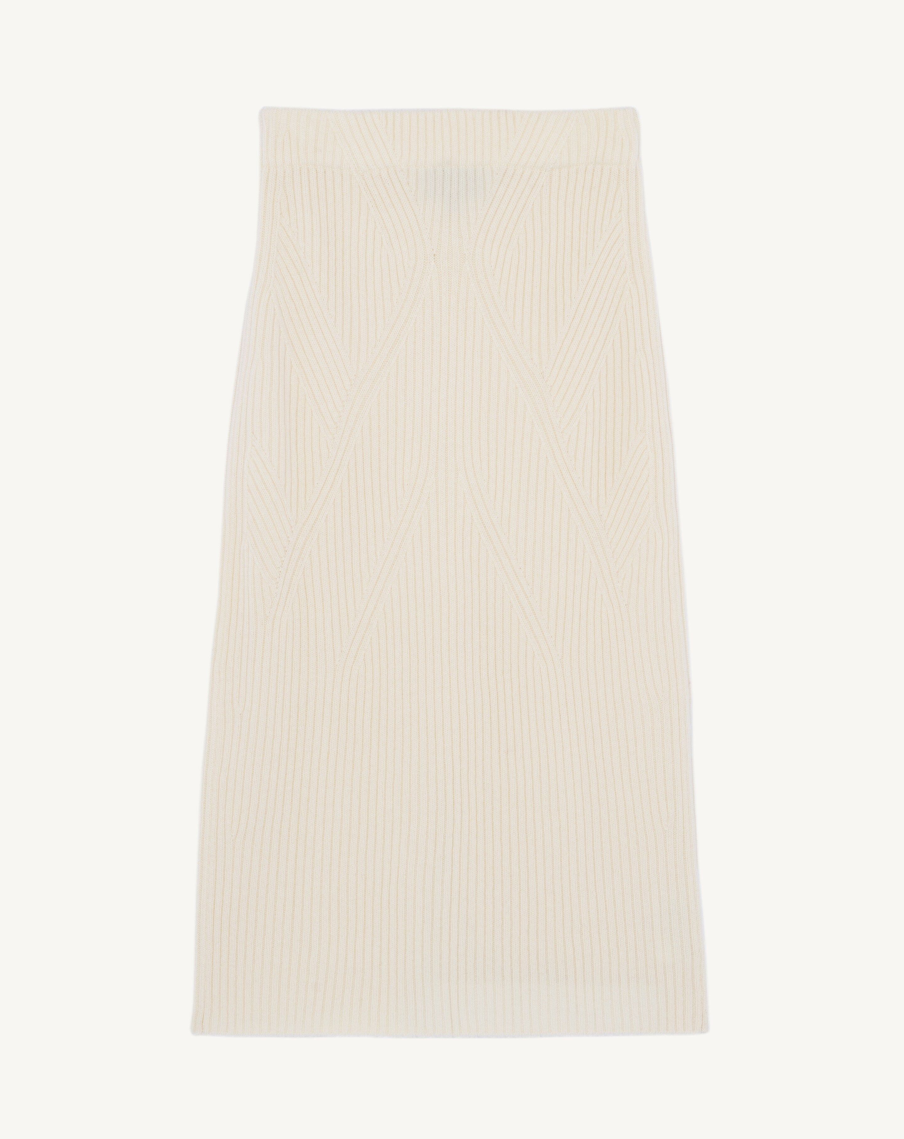 Jupe crayon en côtes-NATUREL-100% cachemire