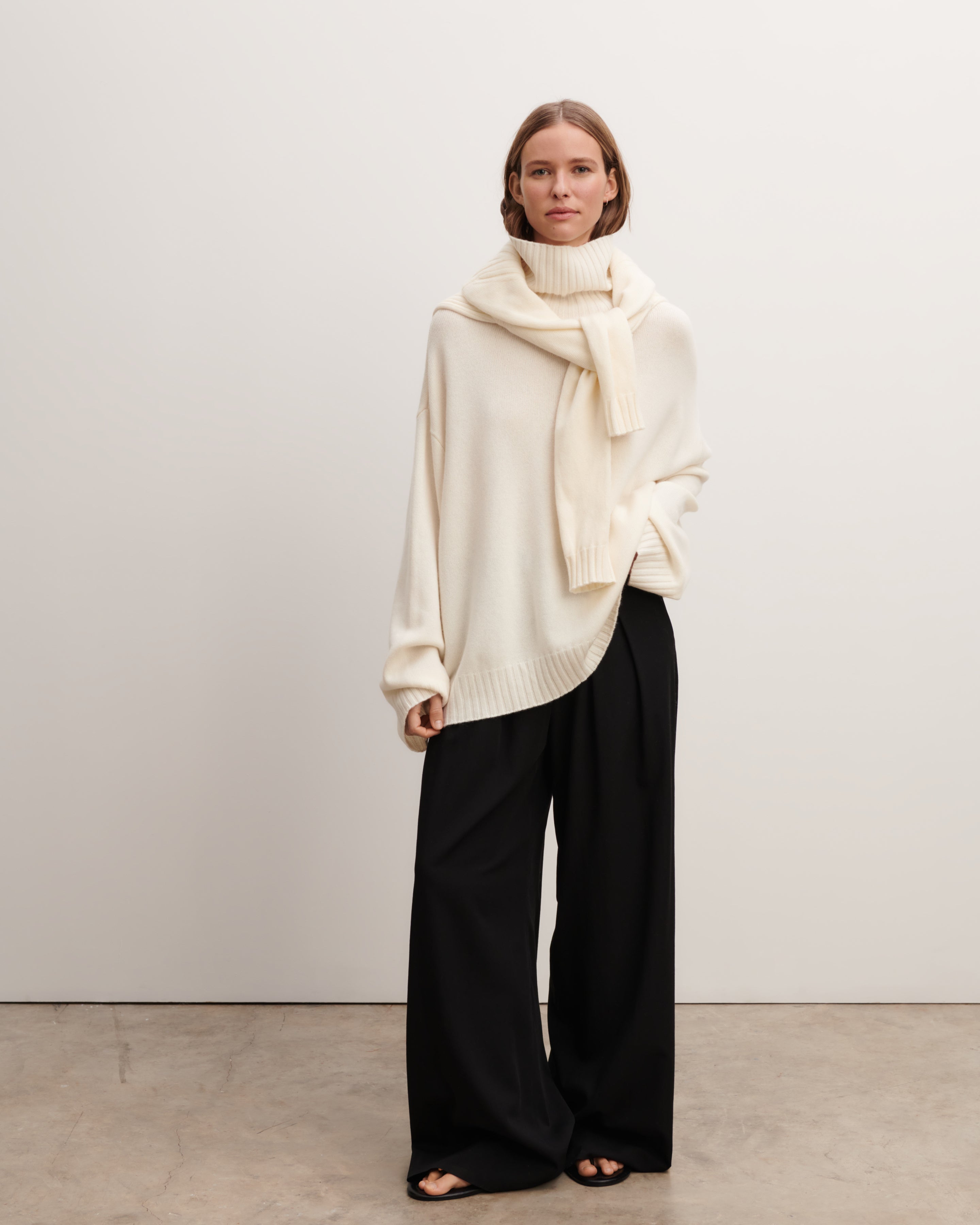 Col roulé fente dos-NATUREL-100% cachemire