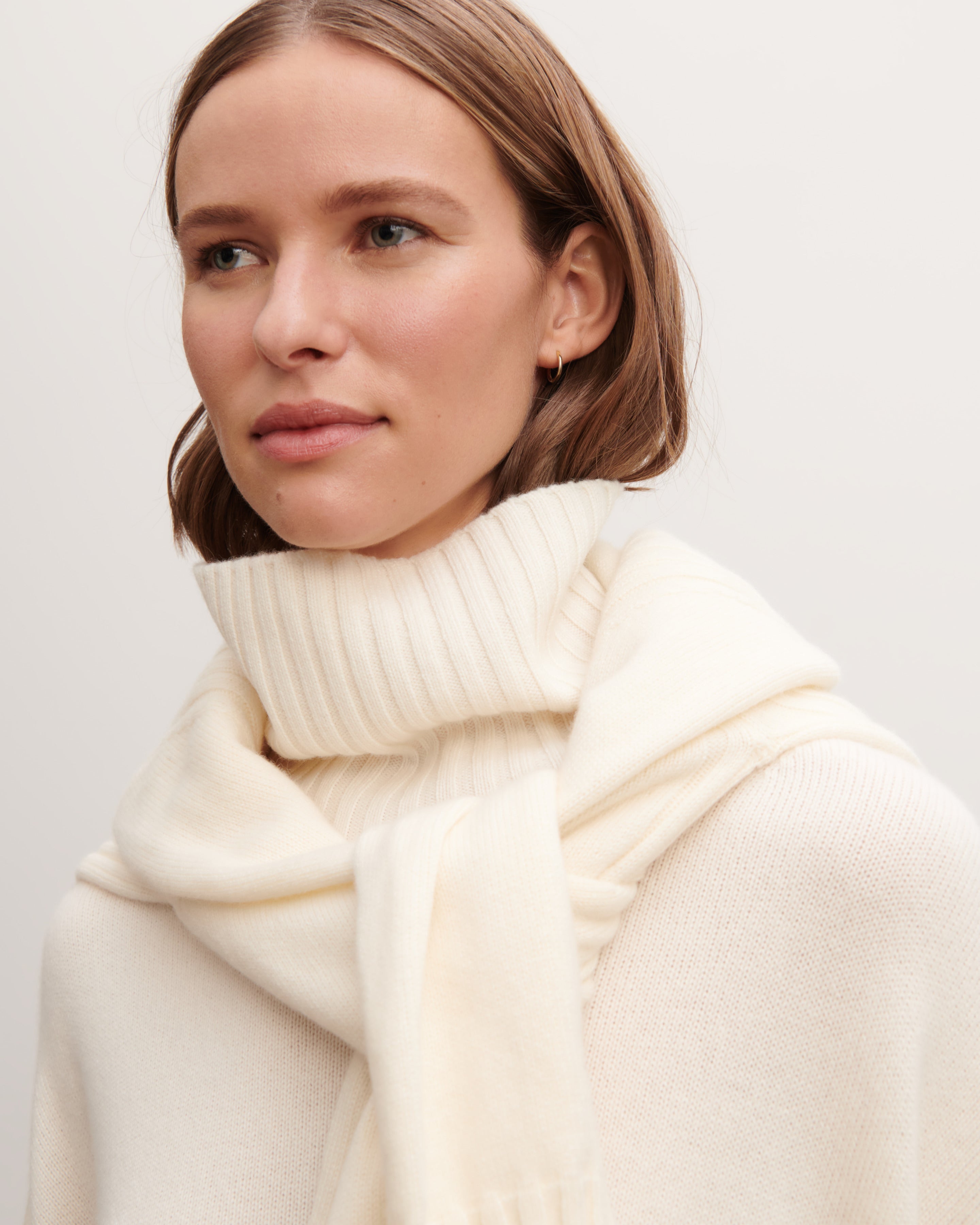 Col roulé fente dos-NATUREL-100% cachemire