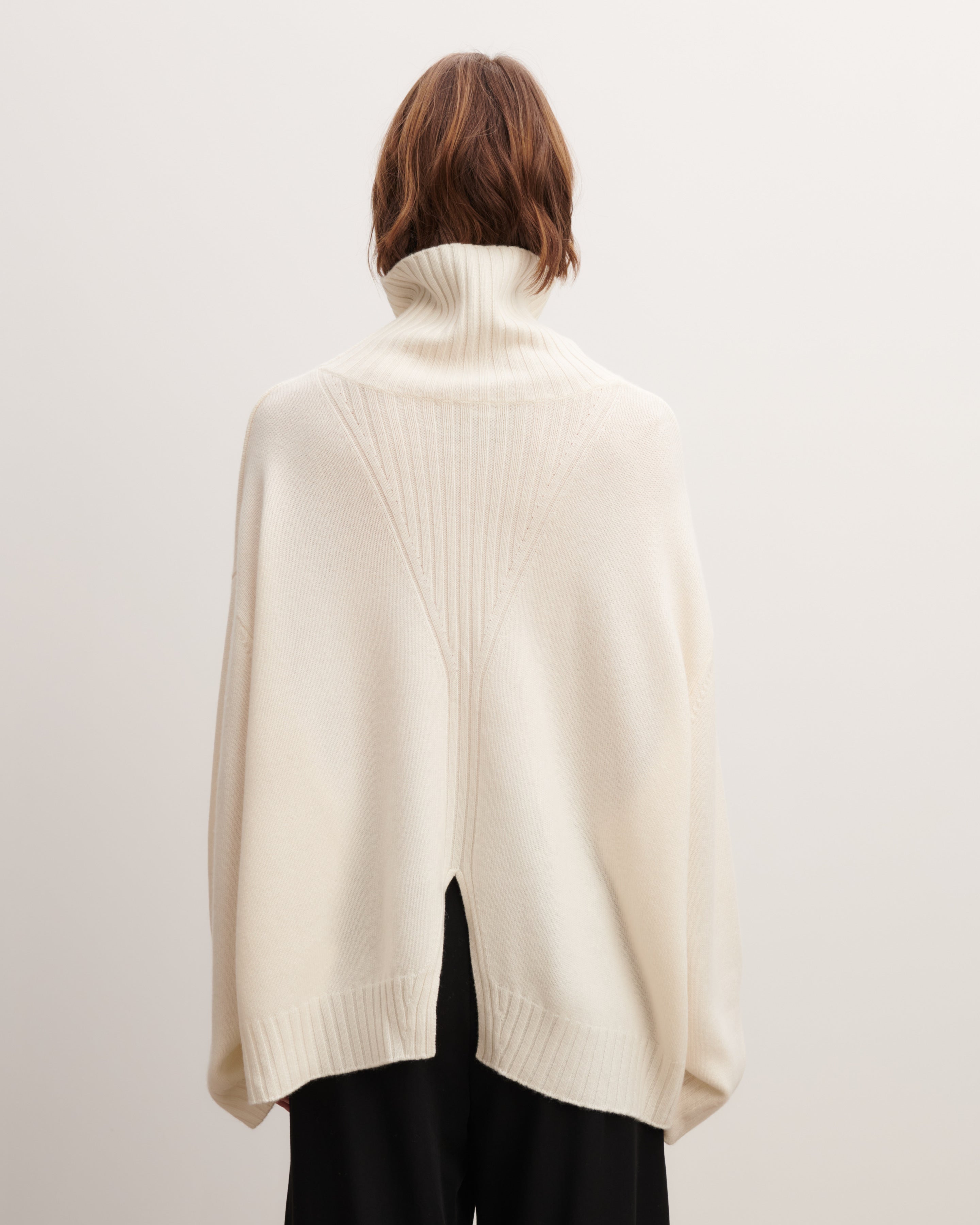 Col roulé fente dos-NATUREL-100% cachemire