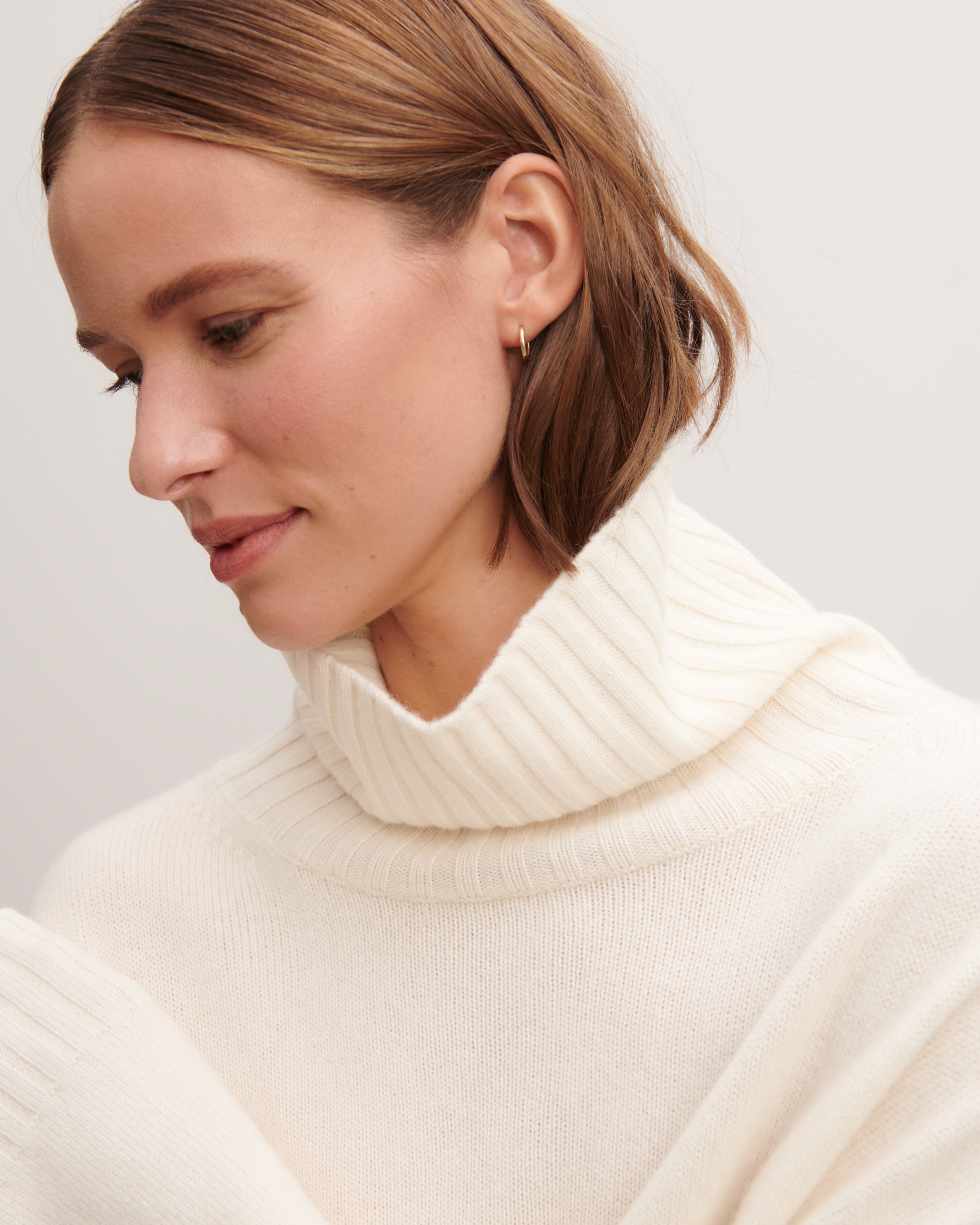 Col roulé fente dos-NATUREL-100% cachemire