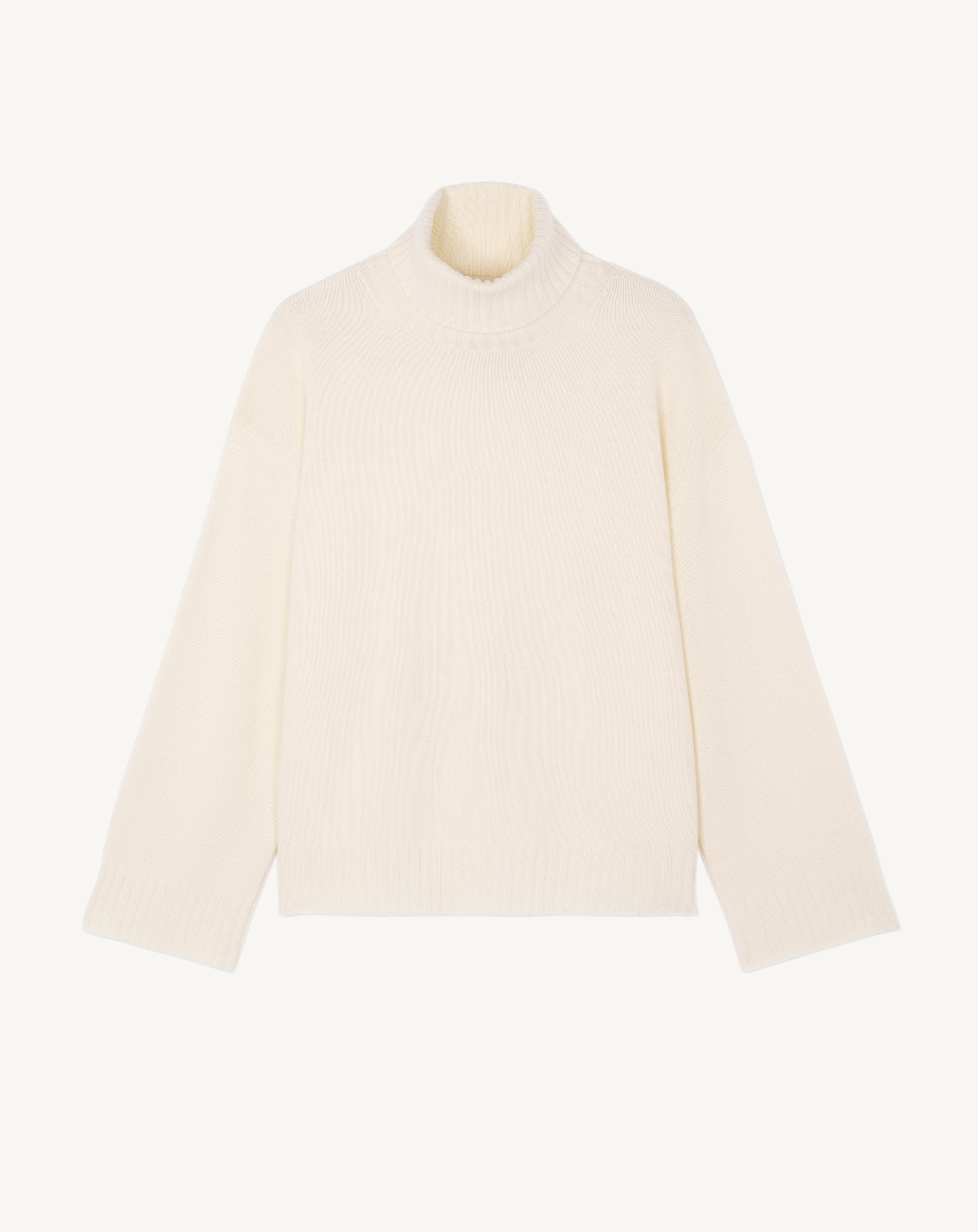Col roulé fente dos-NATUREL-100% cachemire