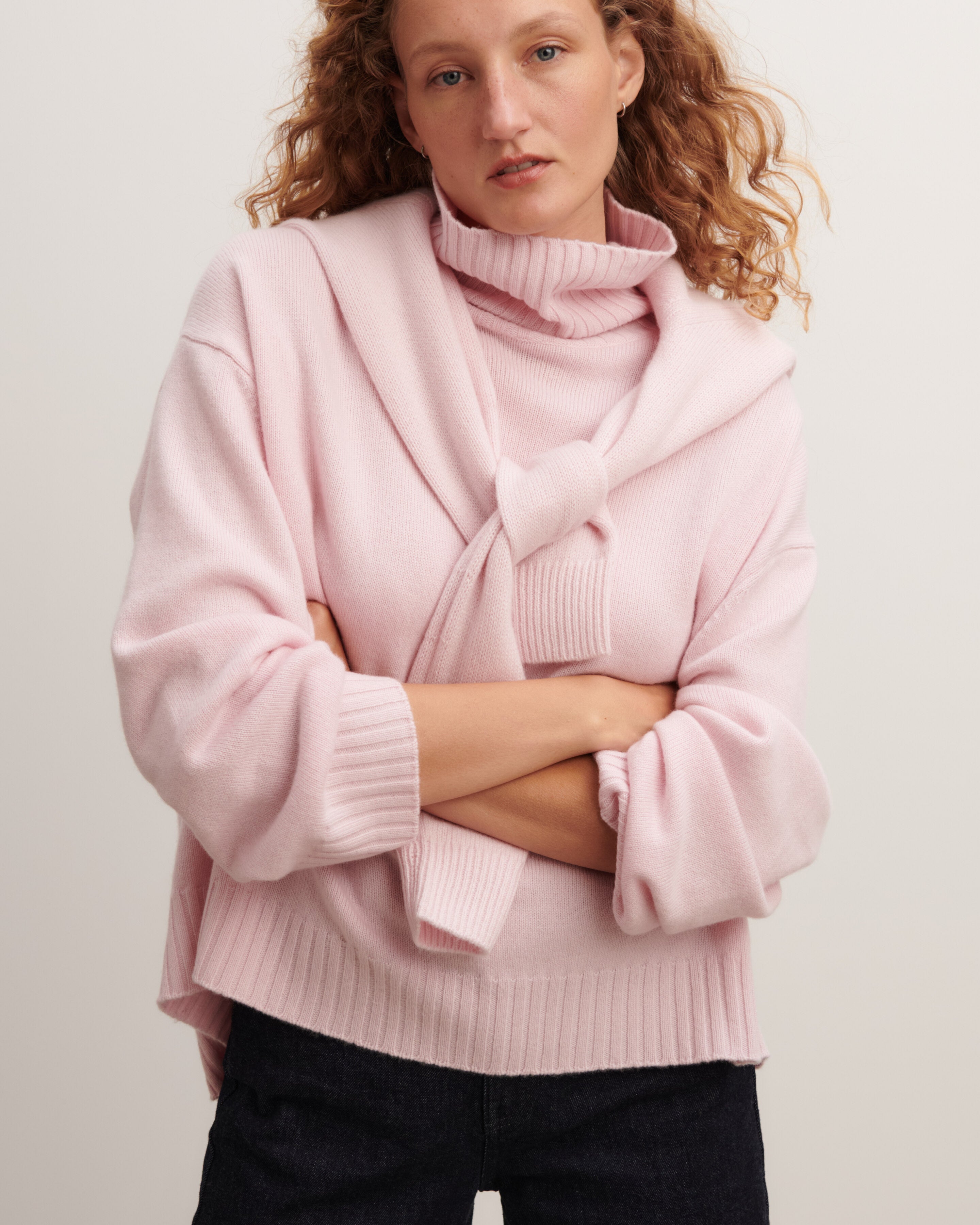 Col roulé fente dos-CERISIER-100% cachemire