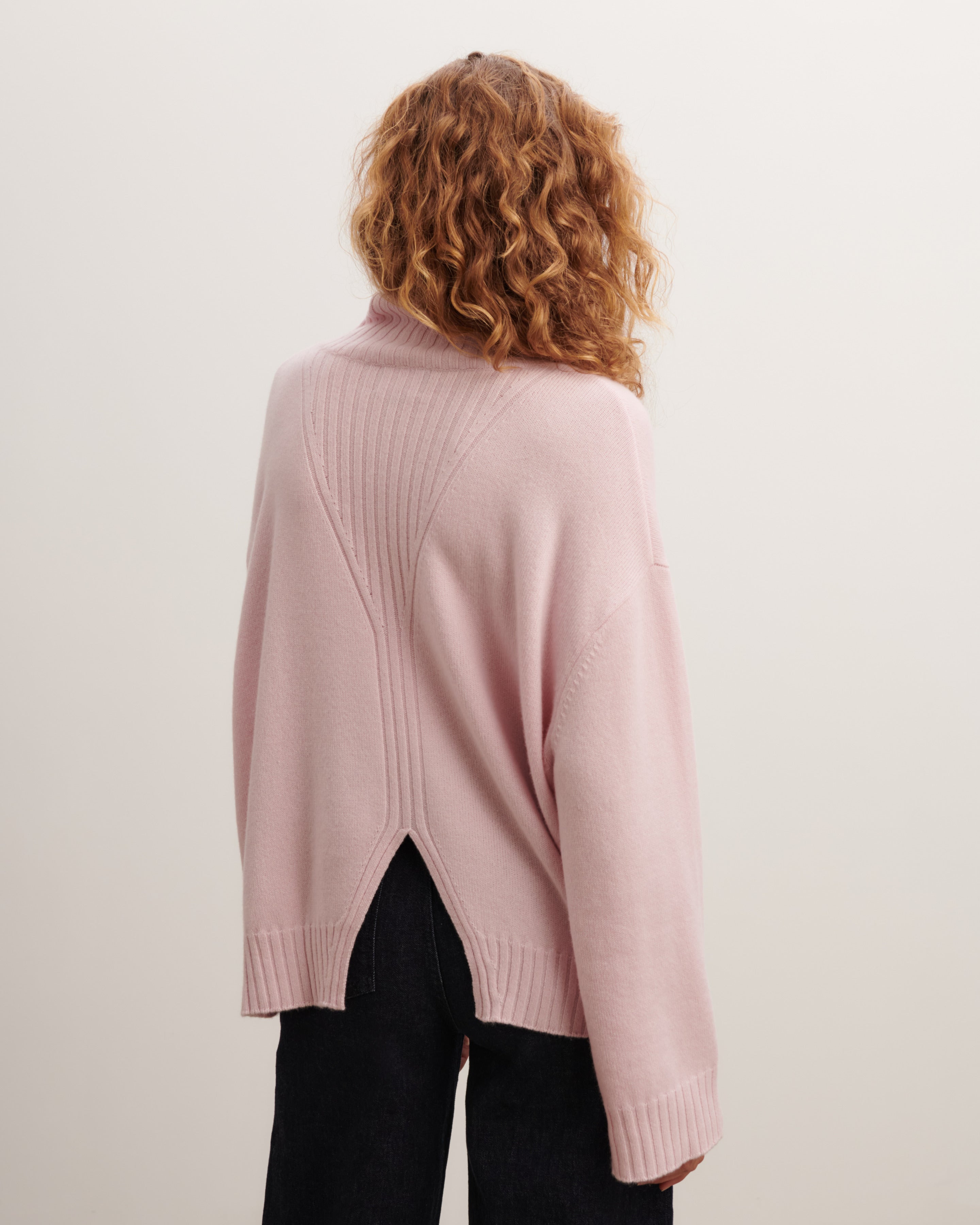 Col roulé fente dos-CERISIER-100% cachemire