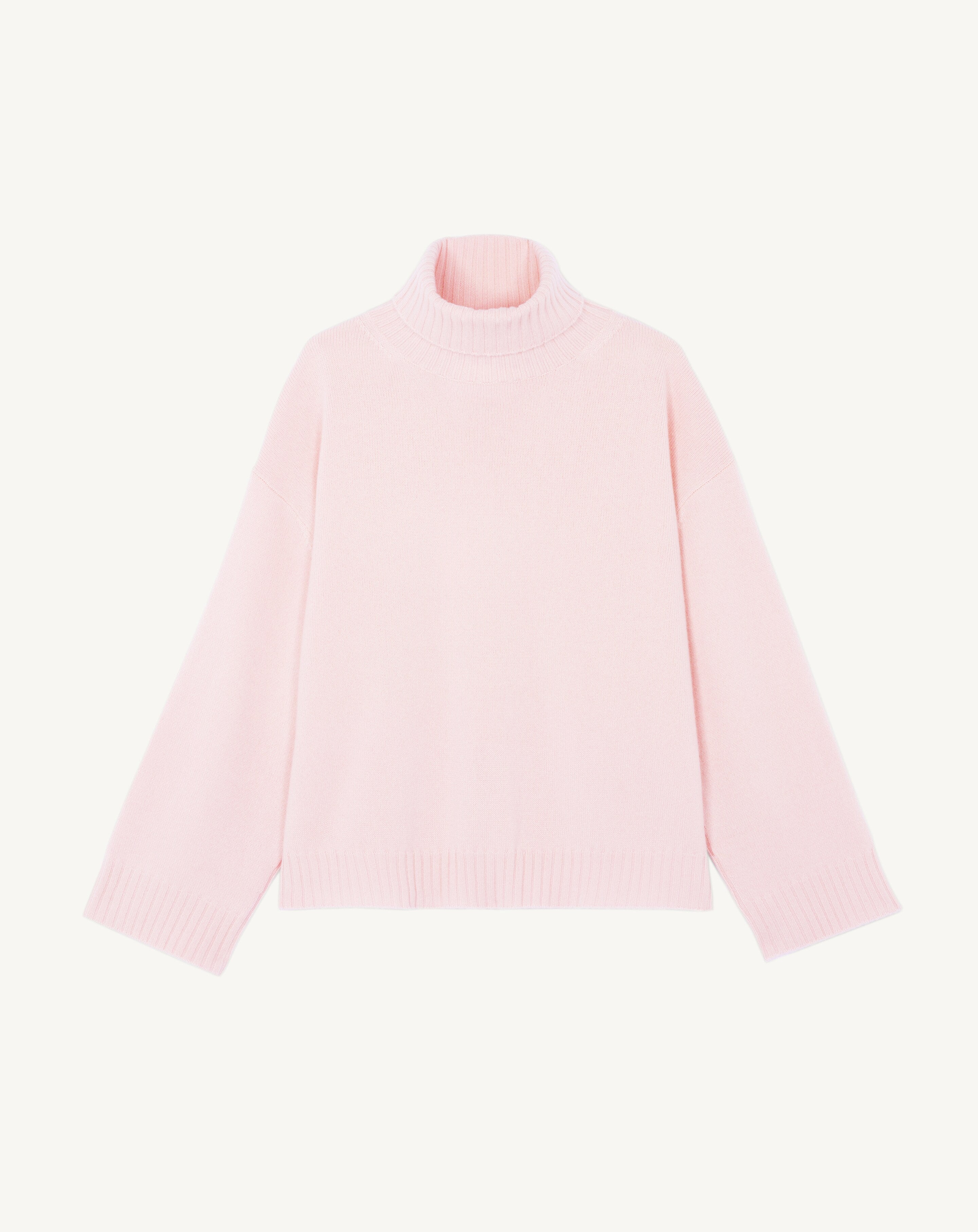 Col roulé fente dos-CERISIER-100% cachemire