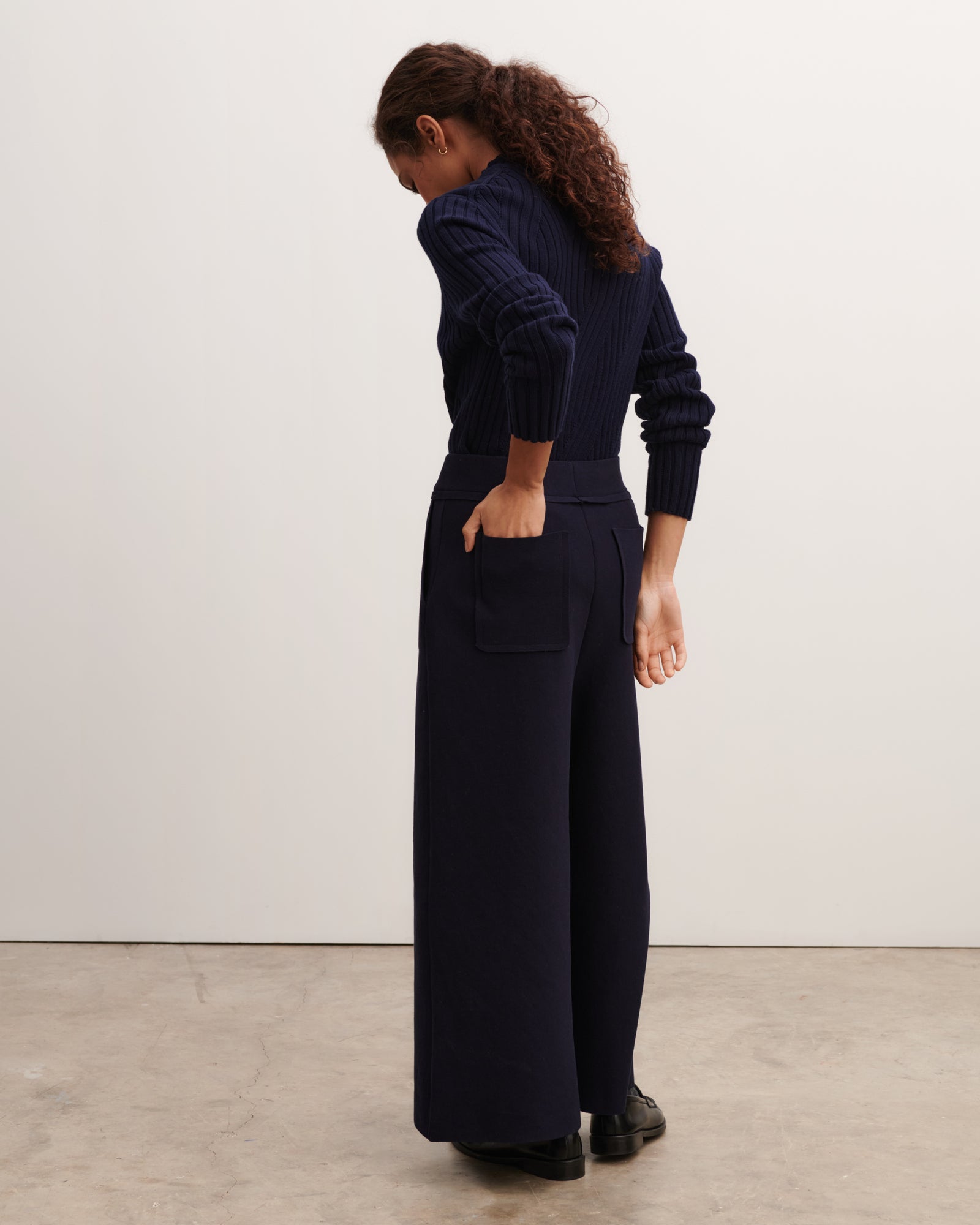 Pantalon 7/8-MARINE-100% coton