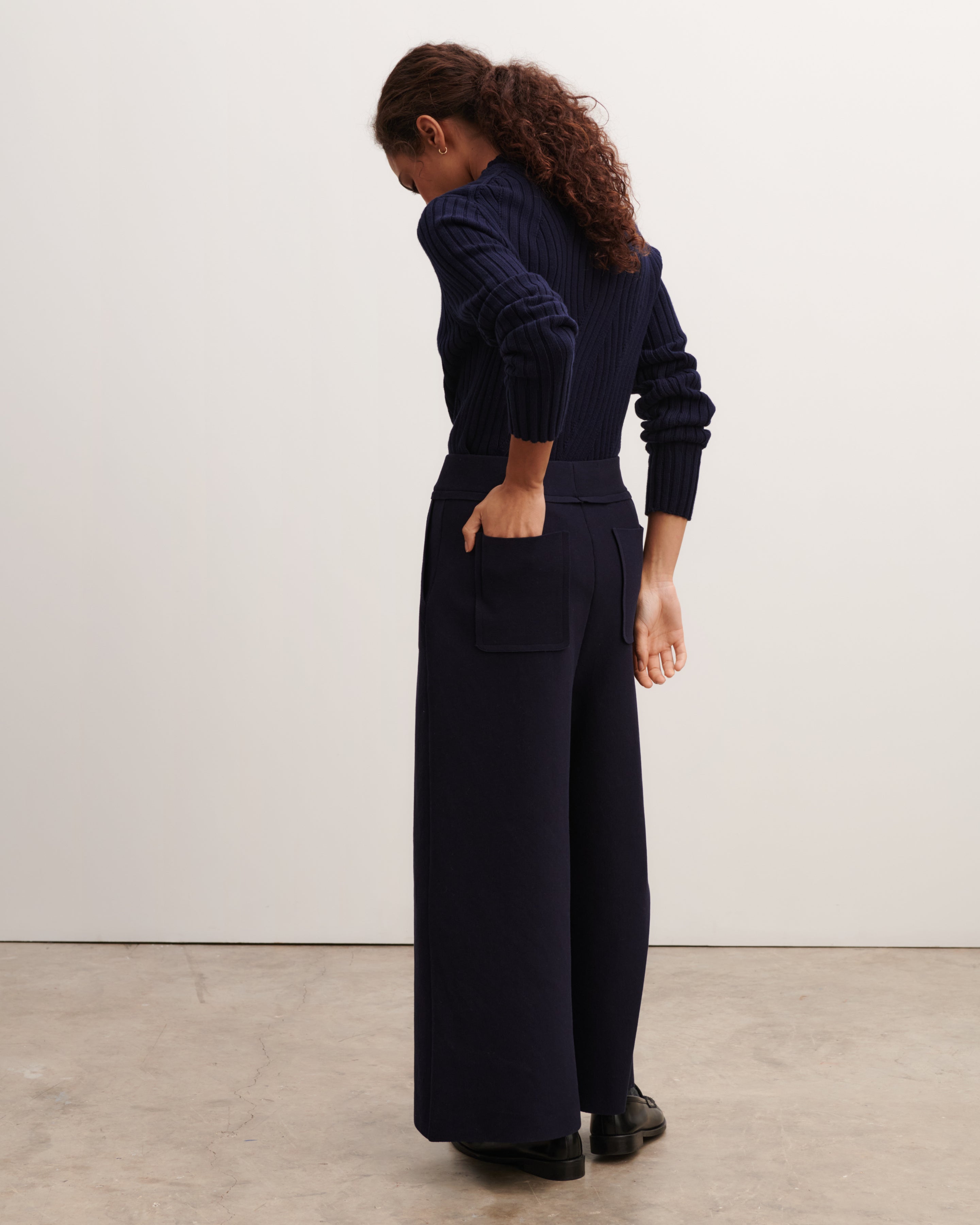 Pantalon 7/8-MARINE-100% coton