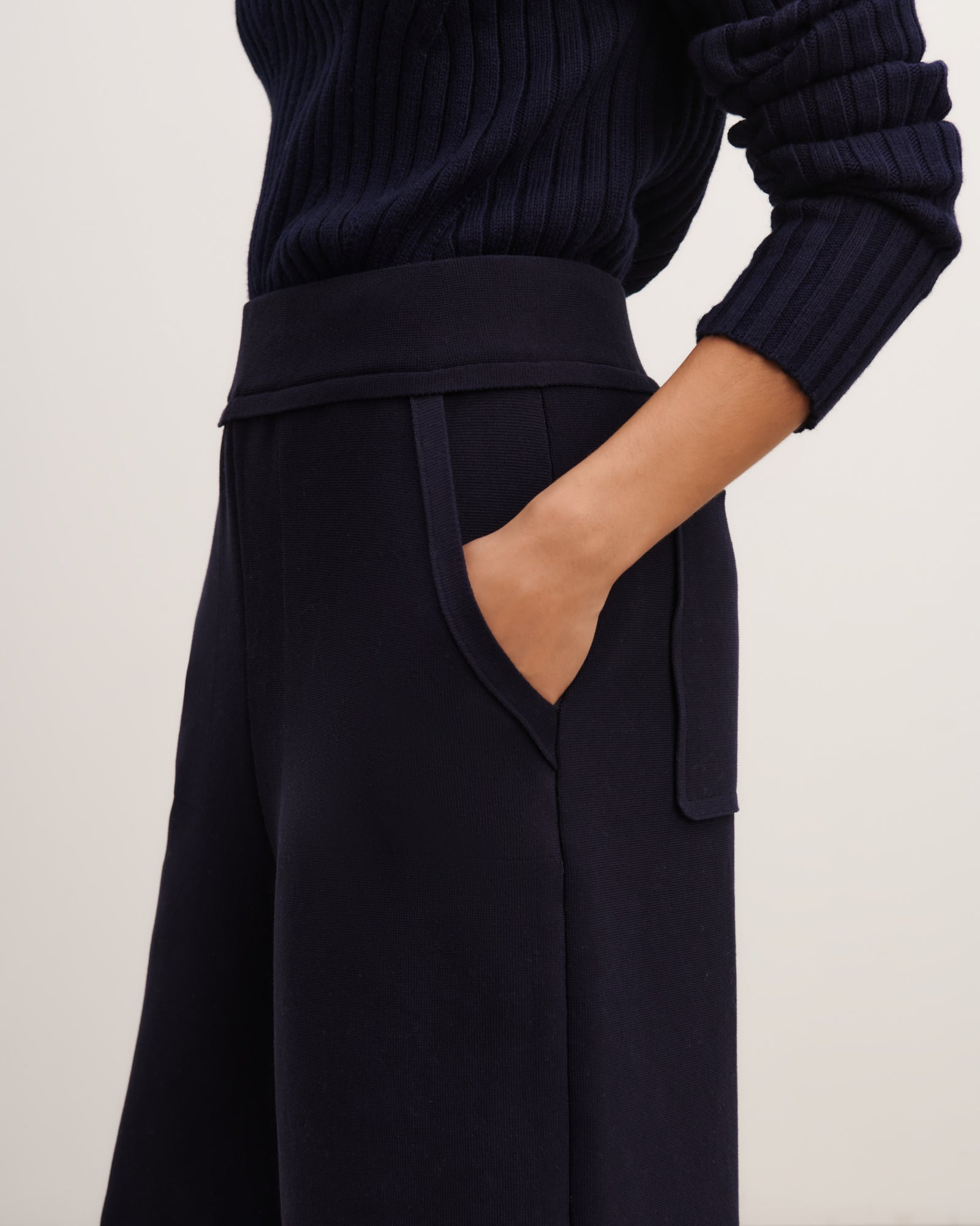 Pantalon 7/8-MARINE-100% coton