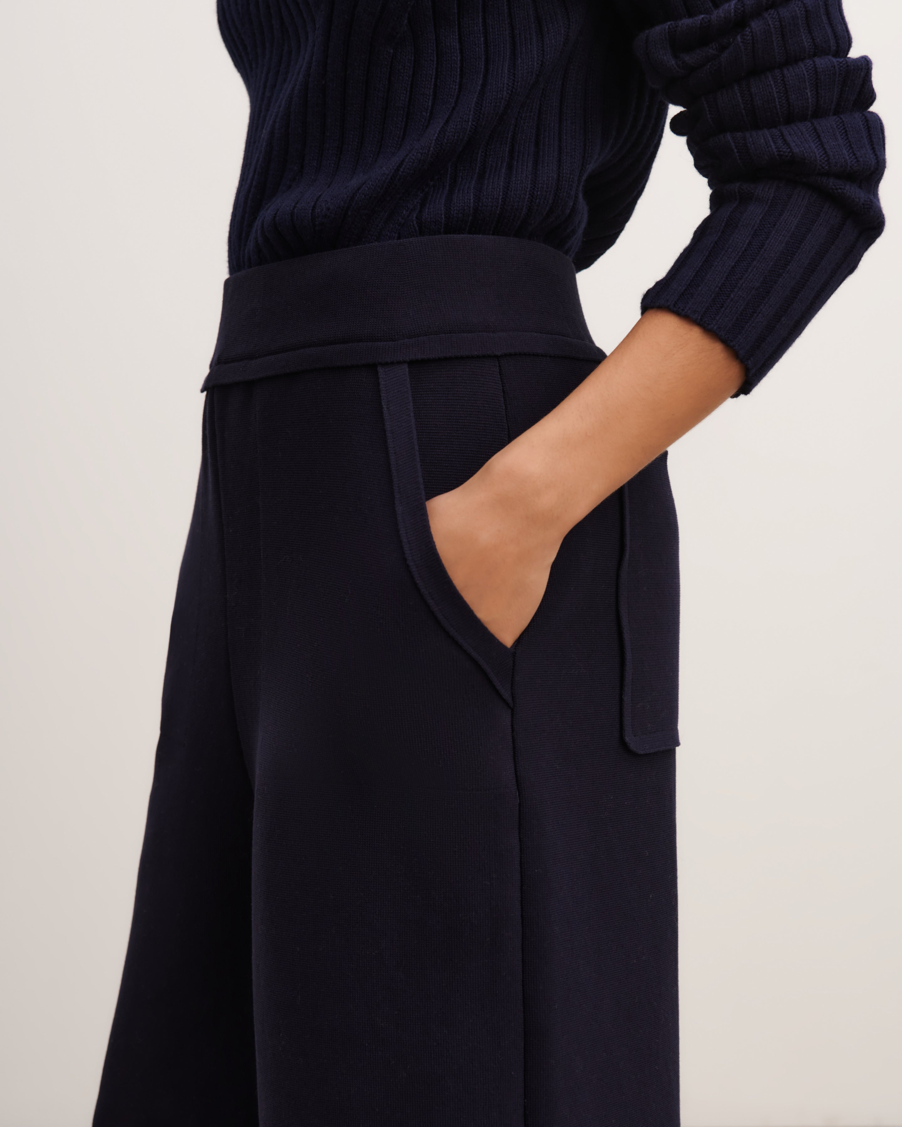 Pantalon 7/8-MARINE-100% coton