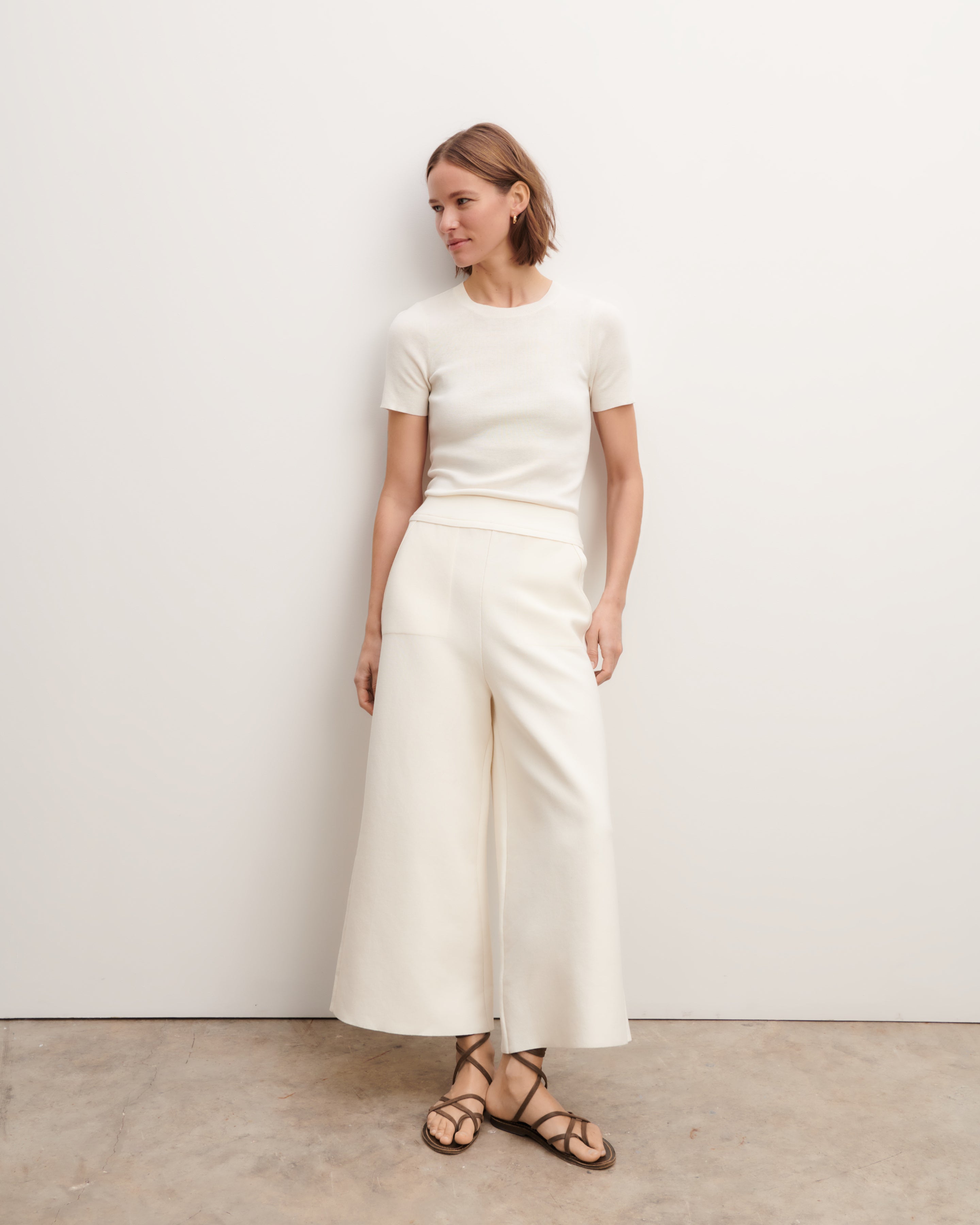 7/8-length trousers in Cotton Women panna