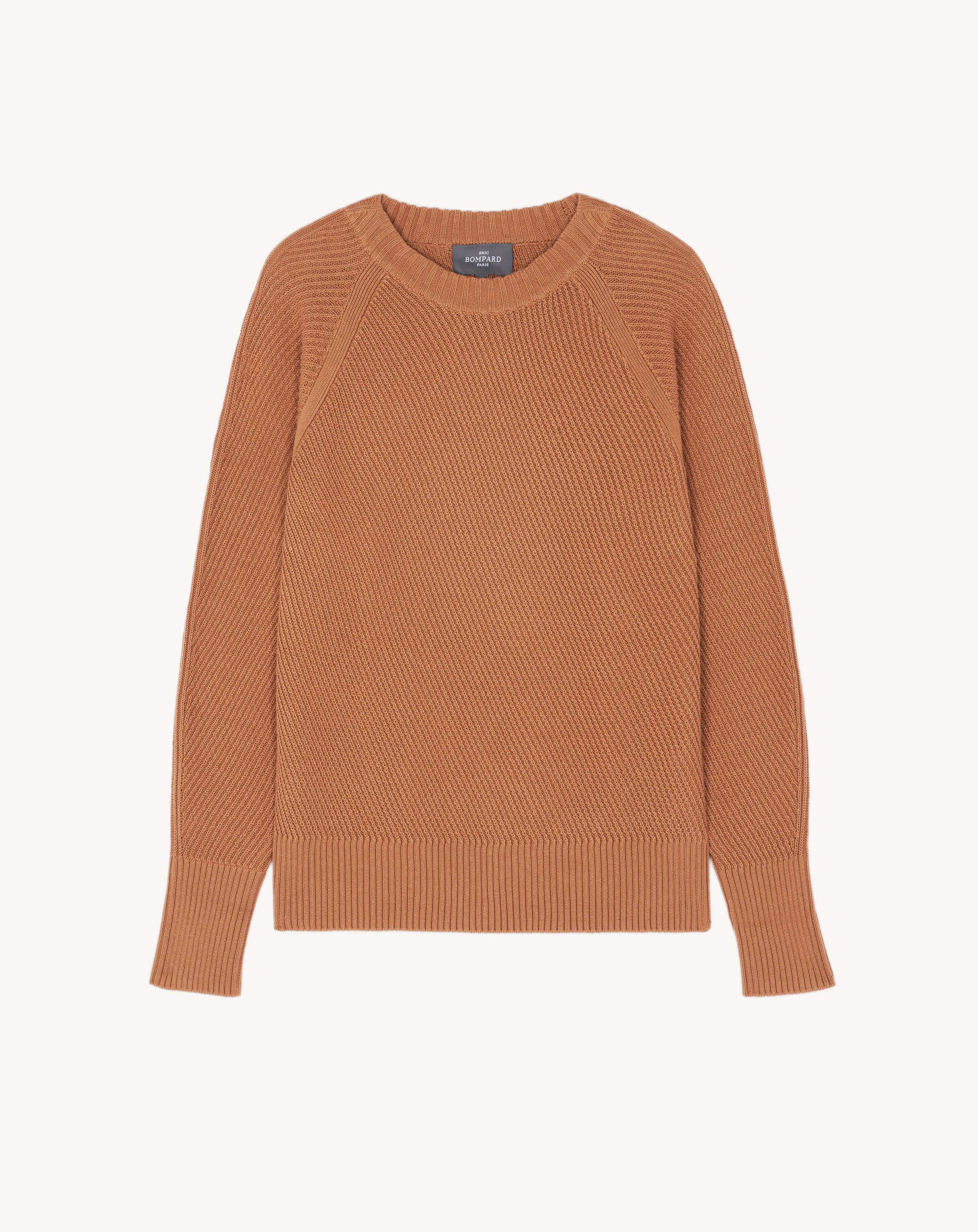 Pull col rond en côtes-MACCHIATO-85% pima coton 15% cachemire