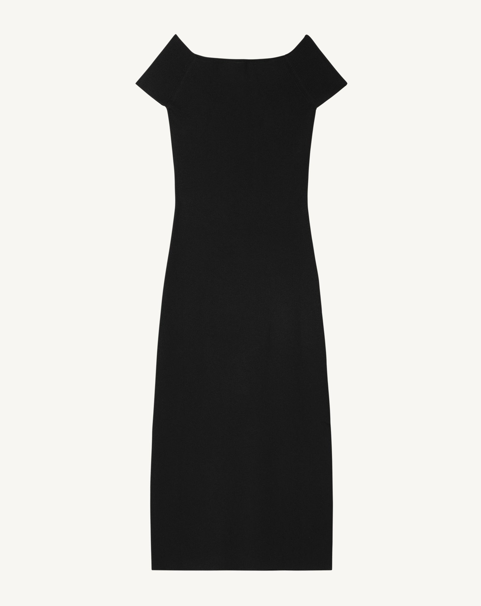 Robe midi encolure bardot-NOIR-85% soie 15% cachemire