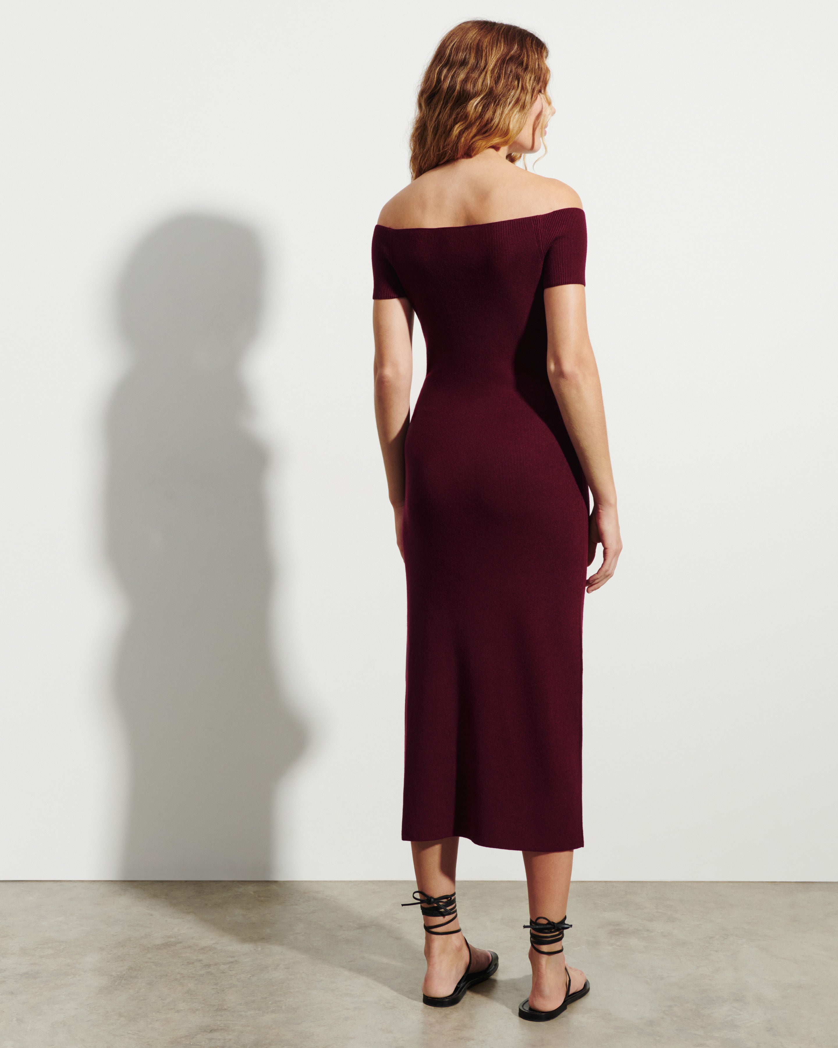 Bardot fitted midi dress in Cashmere, Silk Women oxalis | Eric Bompard Bardot fitted midi dress in Cashmere, Silk Women oxalis | Eric Bompard