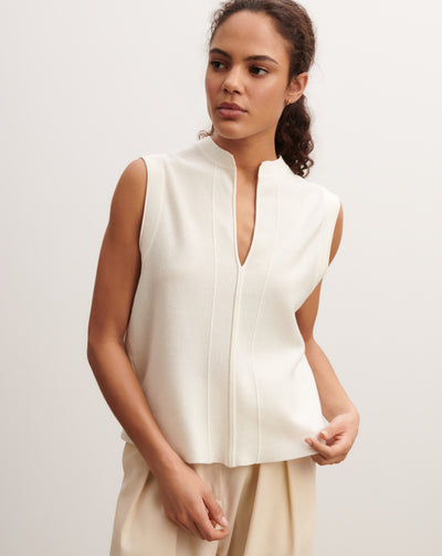 Top tunisien minimaliste-NATUREL-70% coton 30% cachemire