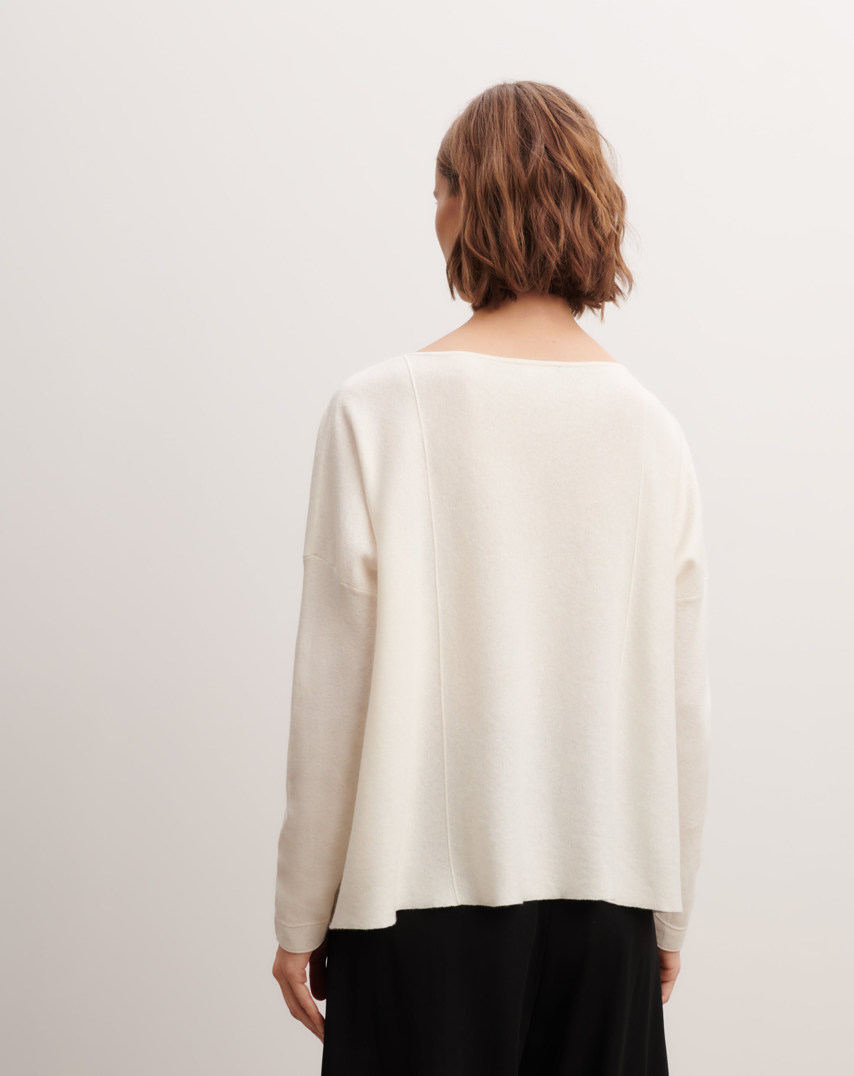 Pull col V minimaliste-NATUREL-70% coton 30% cachemire