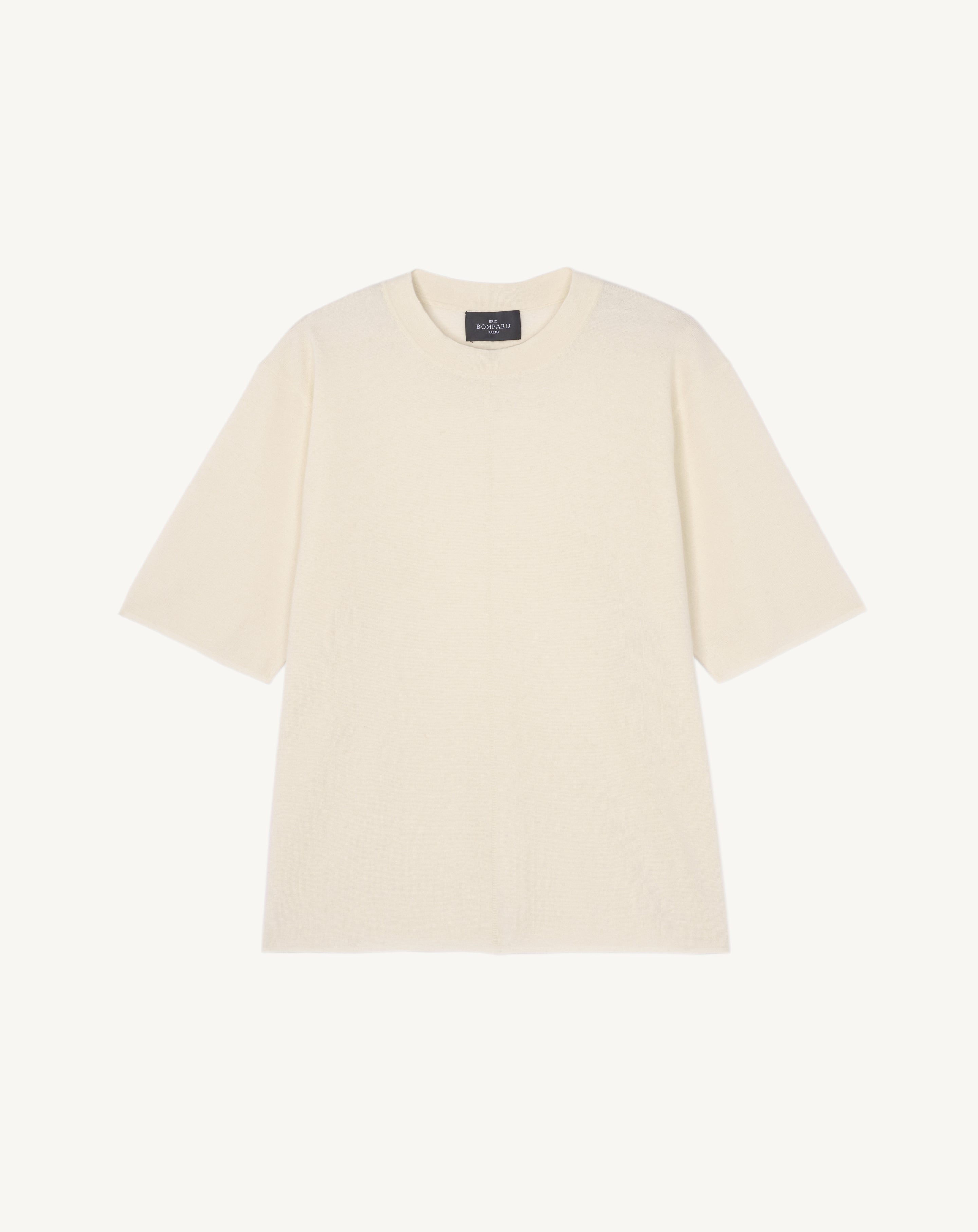 T-Shirt ample minimaliste-NATUREL-70% coton 30% cachemire