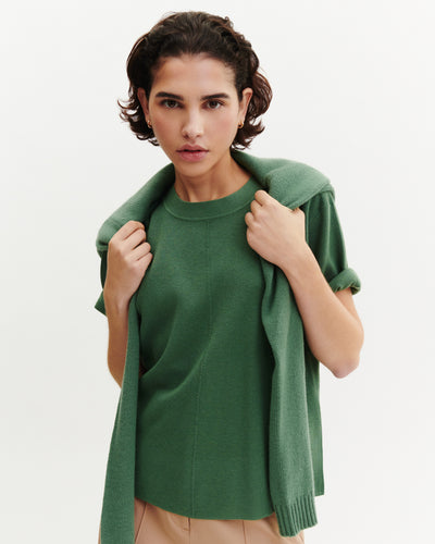 T-Shirt ample minimaliste-JADE-70% coton 30% cachemire