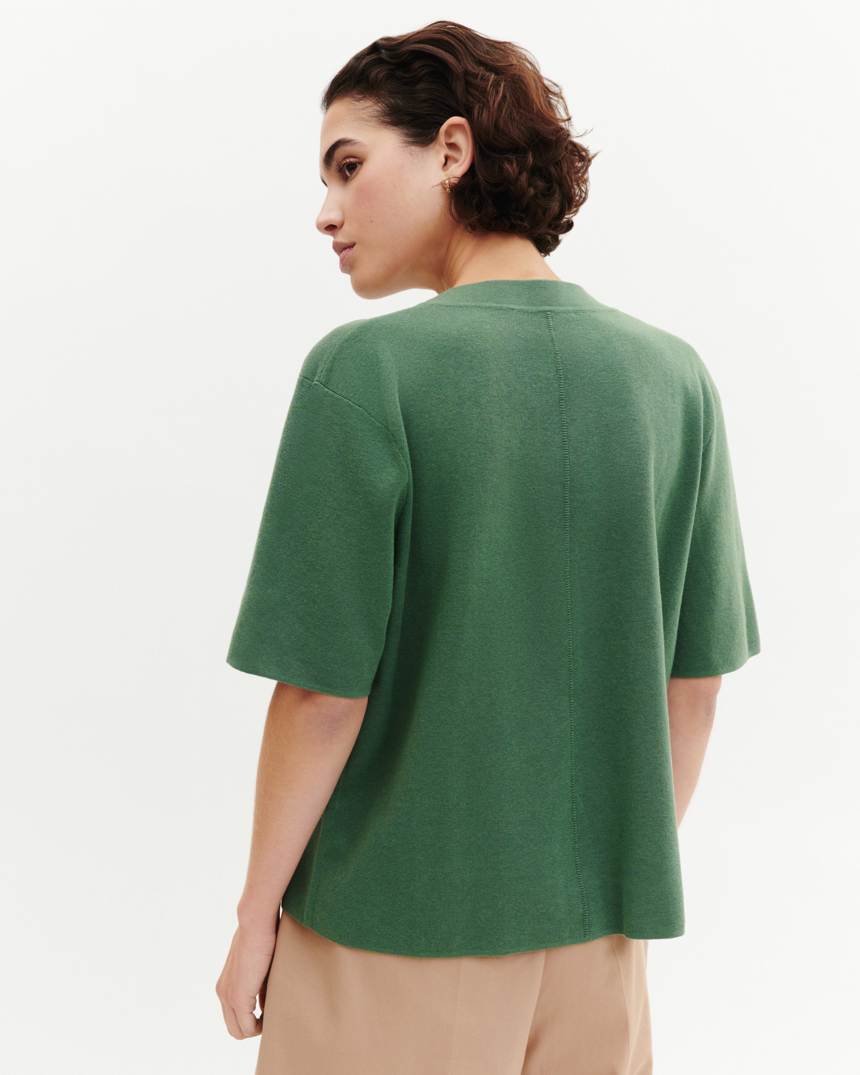 T-Shirt ample minimaliste-JADE-70% coton 30% cachemire