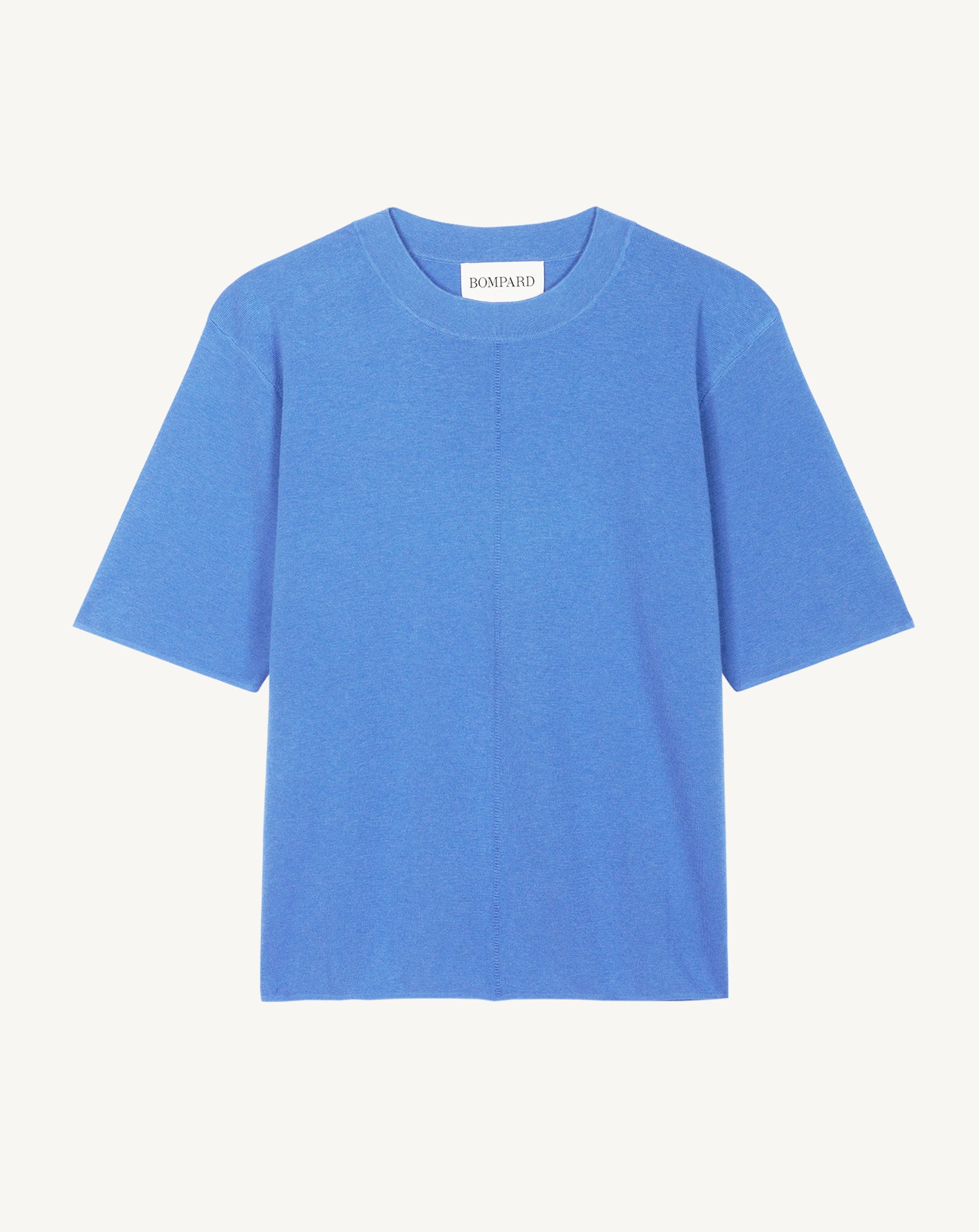 T-Shirt ample minimaliste-BLEU ALTHEA-70% coton 30% cachemire