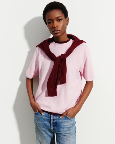 T-Shirt ample minimaliste-SAKURA-70% coton 30% cachemire