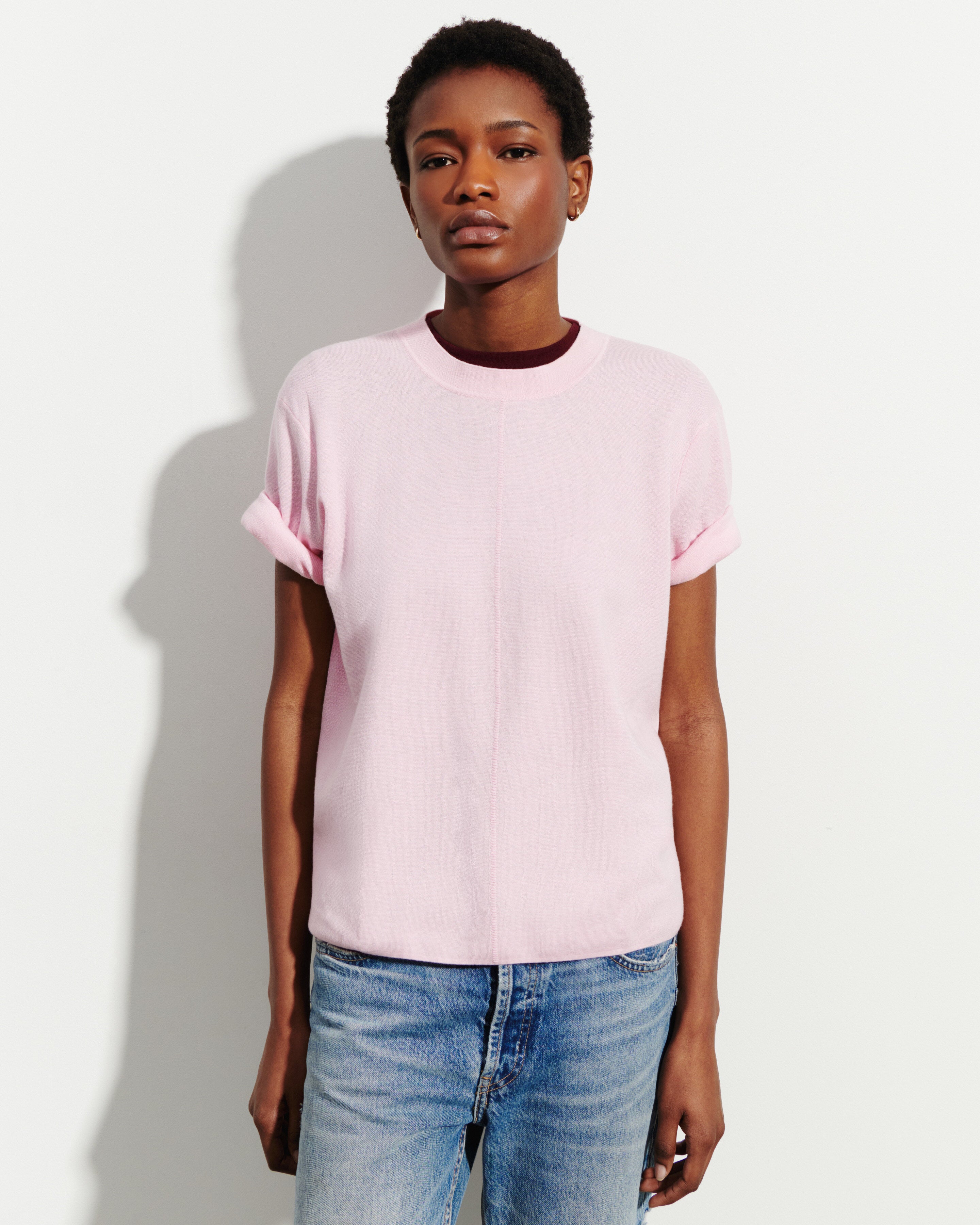 T-Shirt ample minimaliste-SAKURA-70% coton 30% cachemire