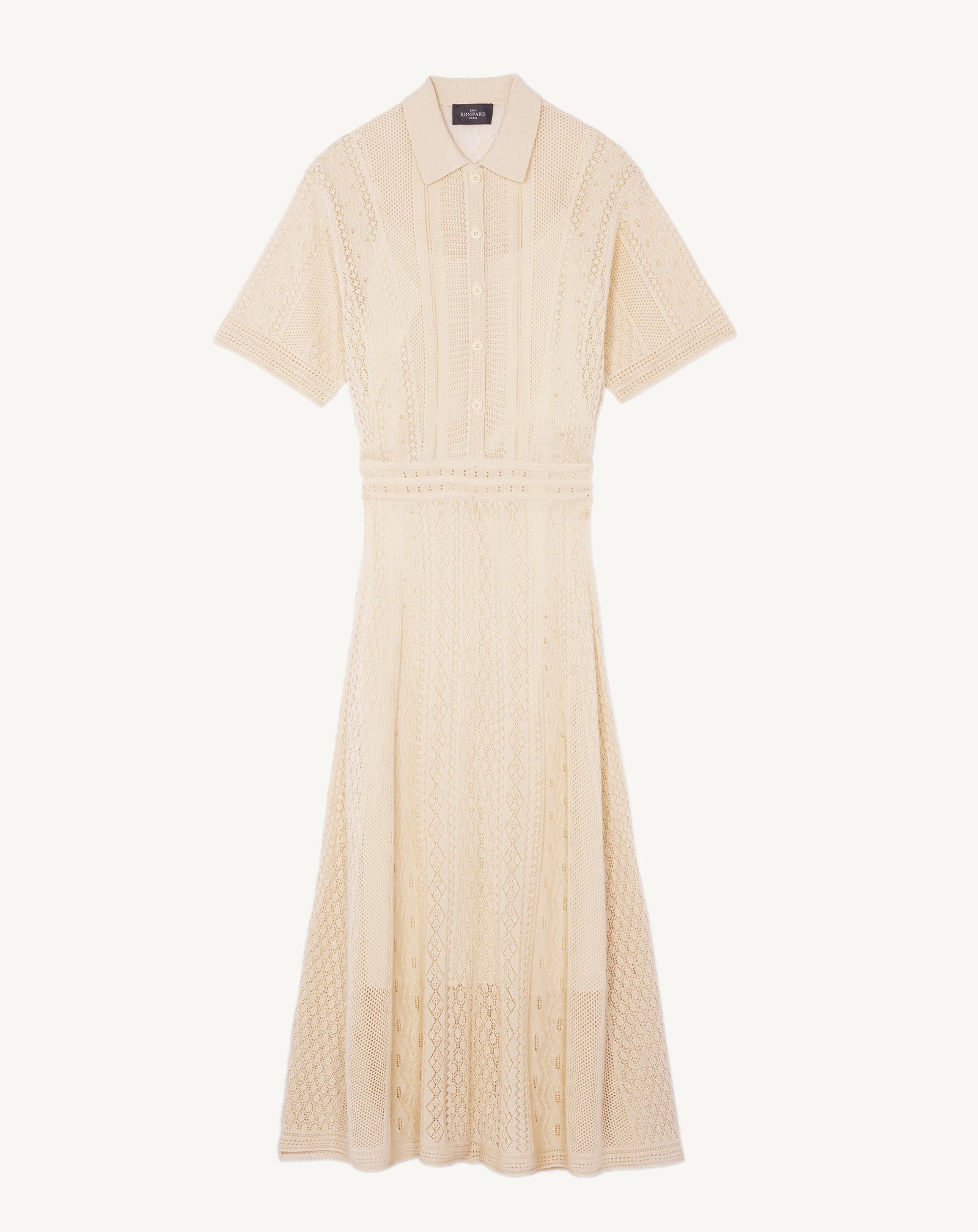 Robe polo pointelle-NATUREL-85% soie 15% cachemire