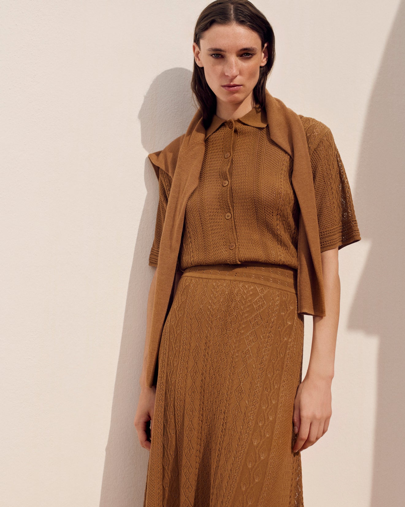 Robe polo pointelle-MACCHIATO-85% soie 15% cachemire
