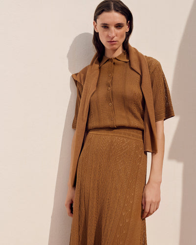 Robe polo pointelle-MACCHIATO-85% soie 15% cachemire