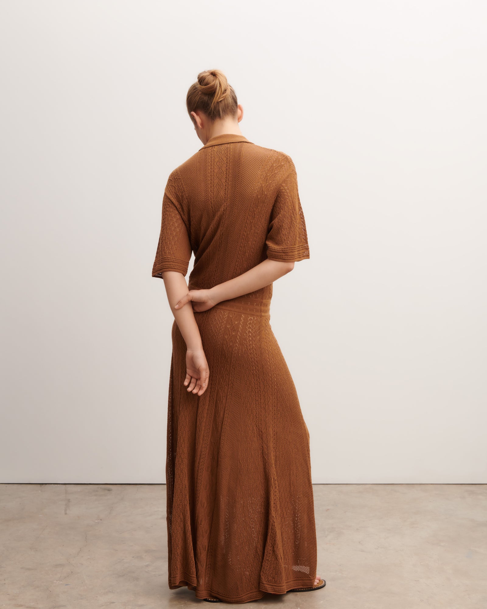 Robe polo pointelle-MACCHIATO-85% soie 15% cachemire