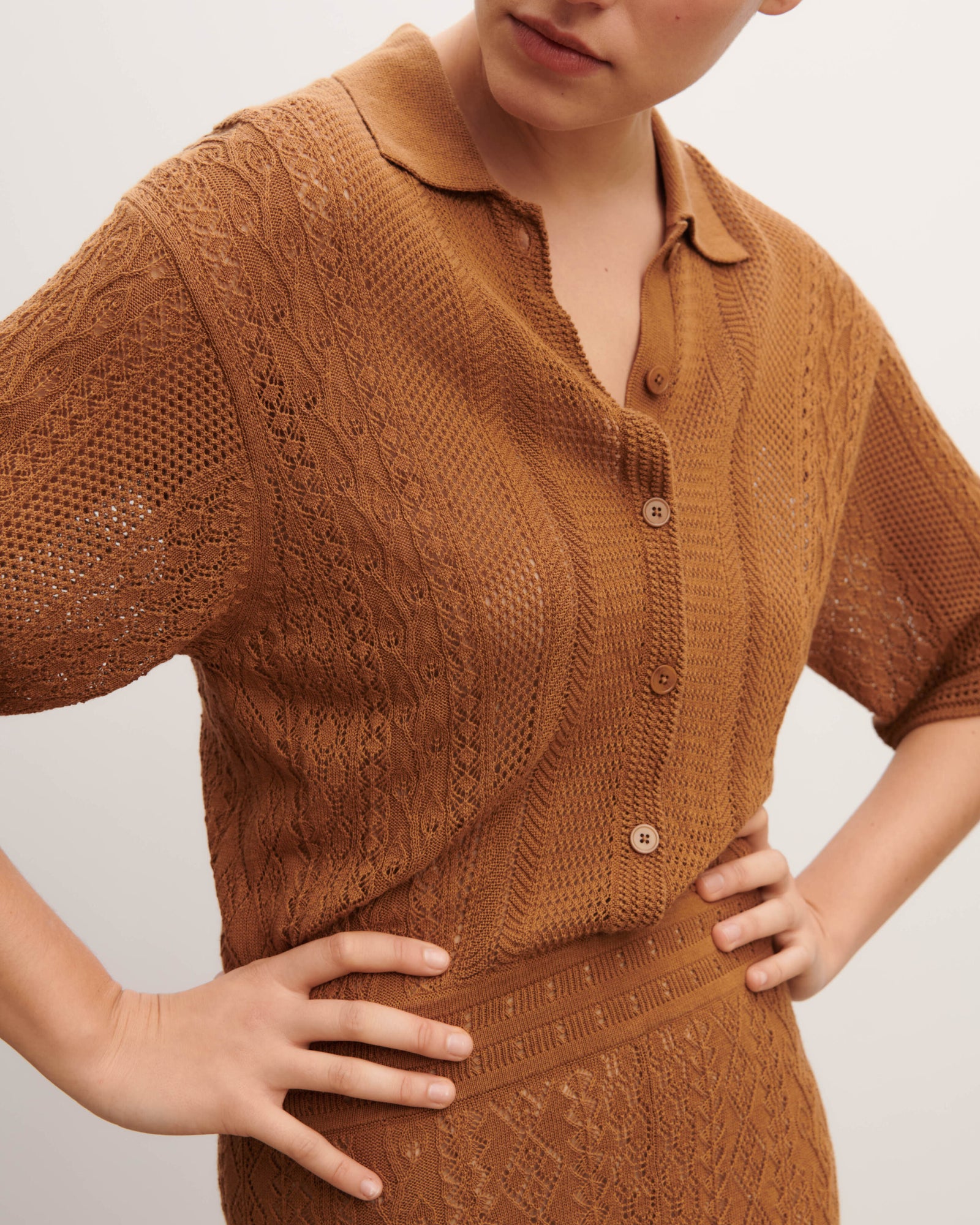 Robe polo pointelle-MACCHIATO-85% soie 15% cachemire