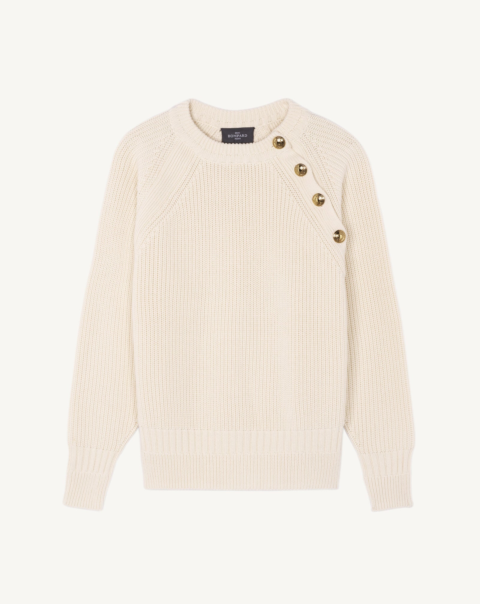Pull en côtes -NATUREL-85% pima coton 15% cachemire