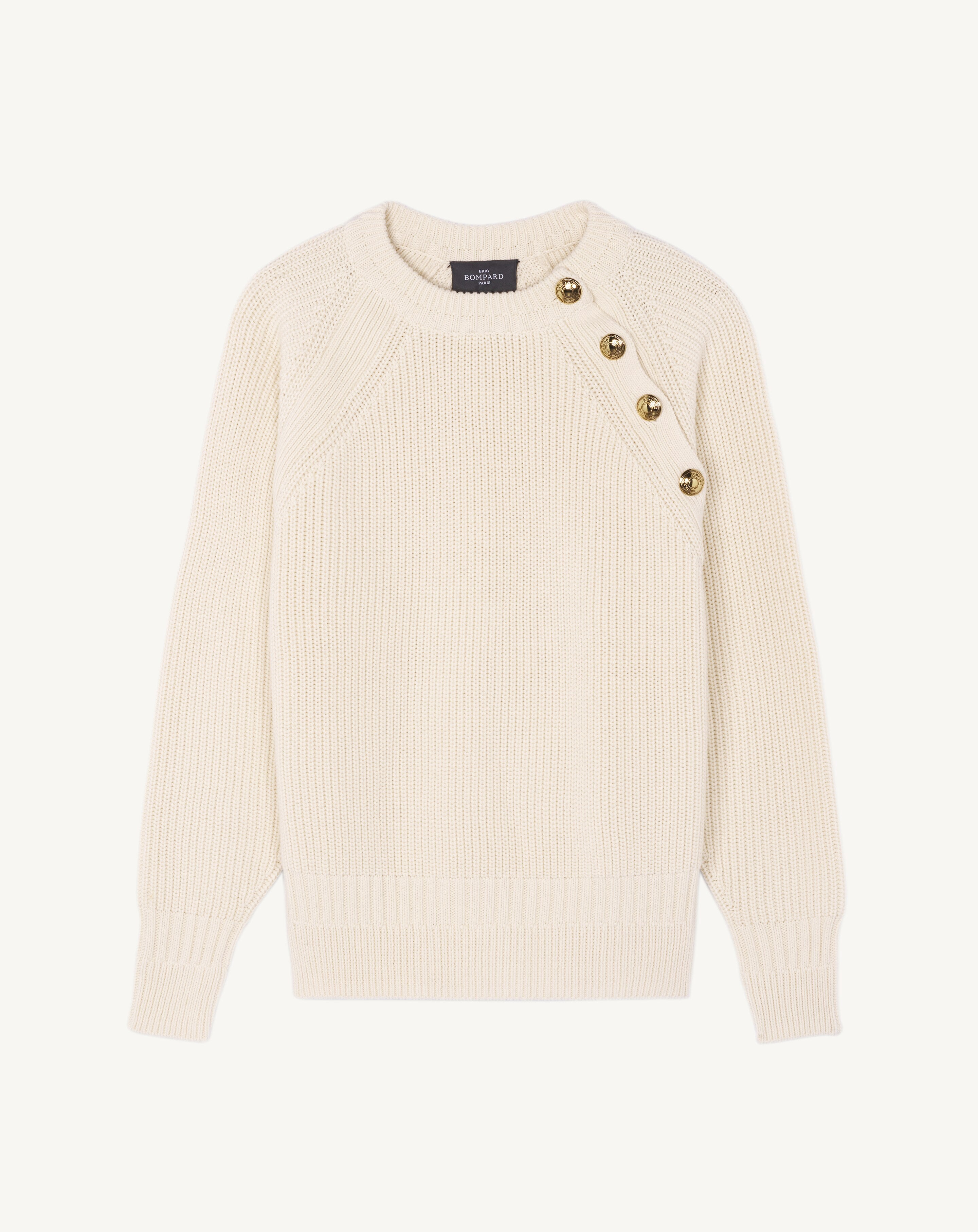 Pull en côtes -NATUREL-85% pima coton 15% cachemire