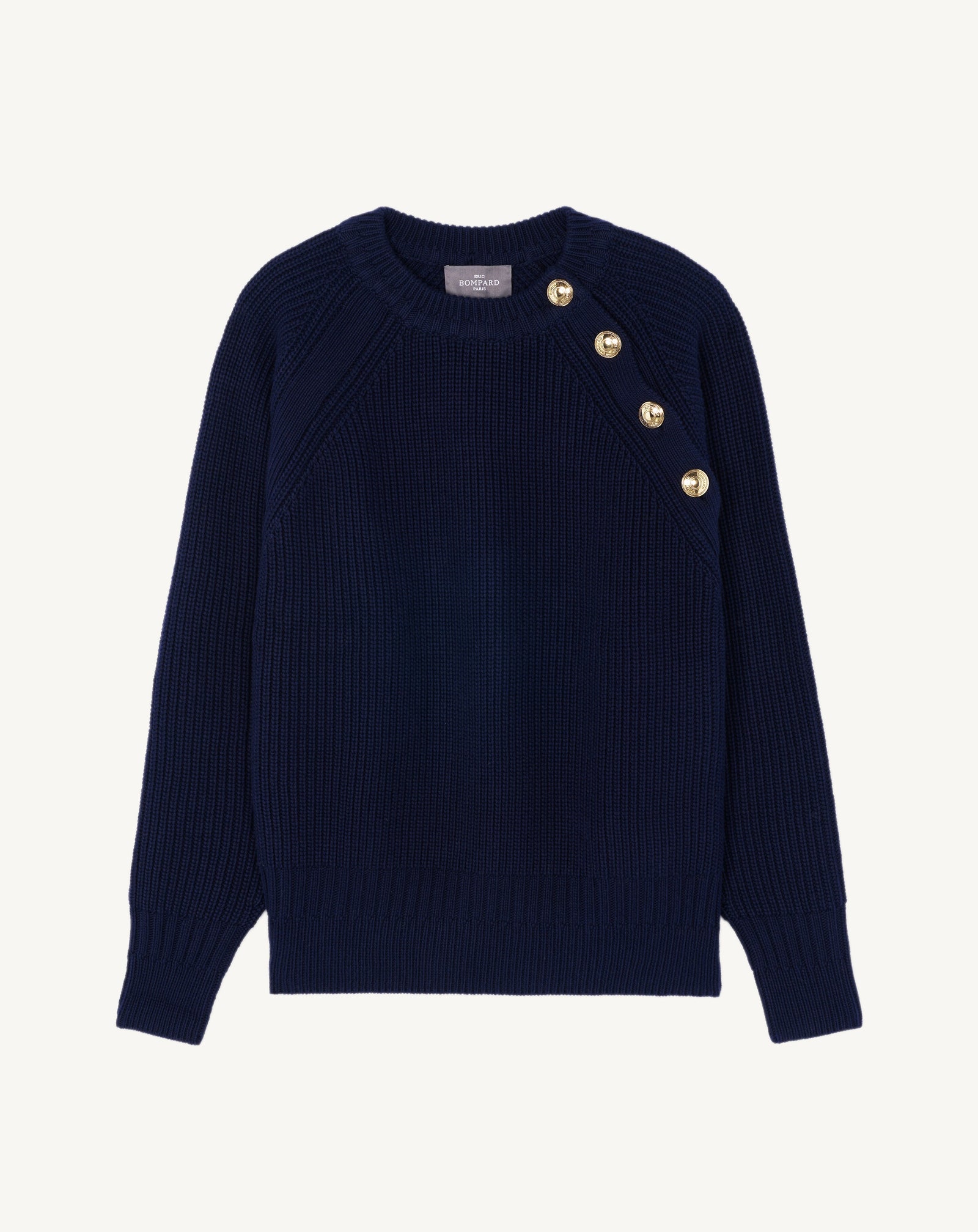 Pull en côtes -MARINE-85% pima coton 15% cachemire