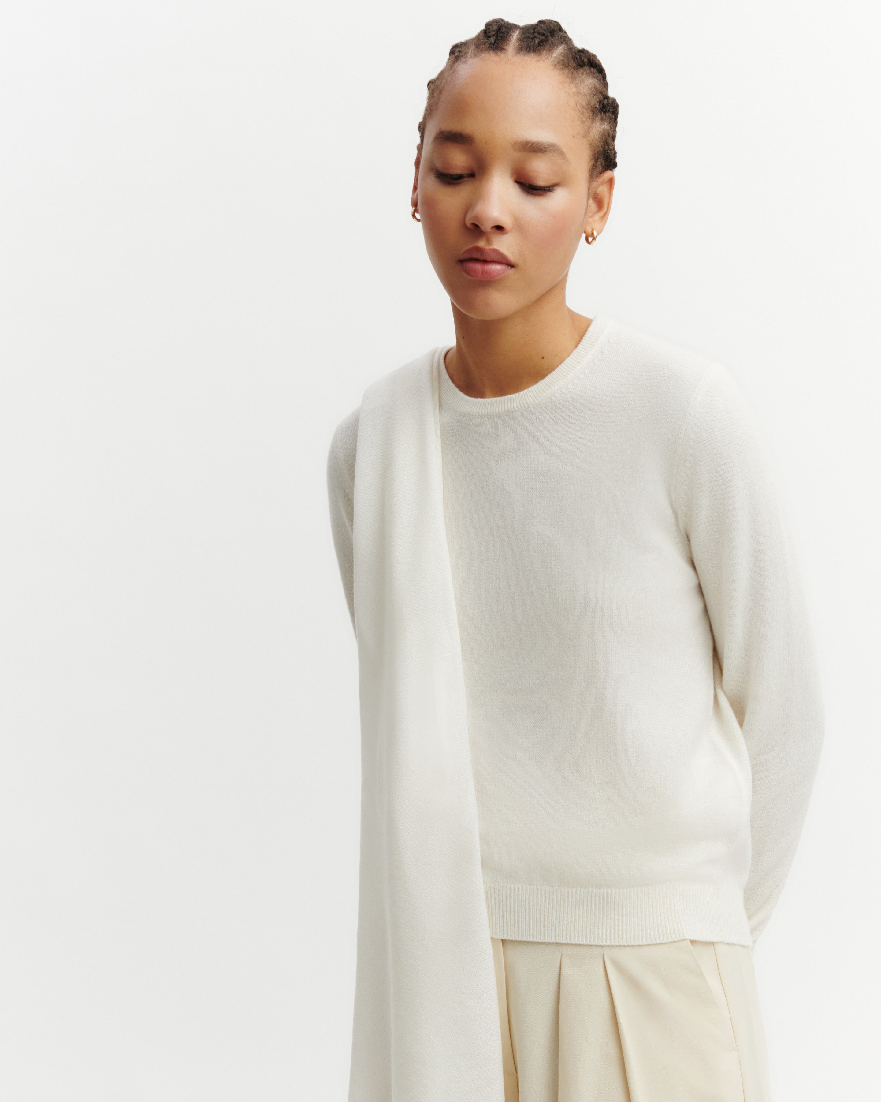 Pull col rond classique-NATUREL-100% cachemire