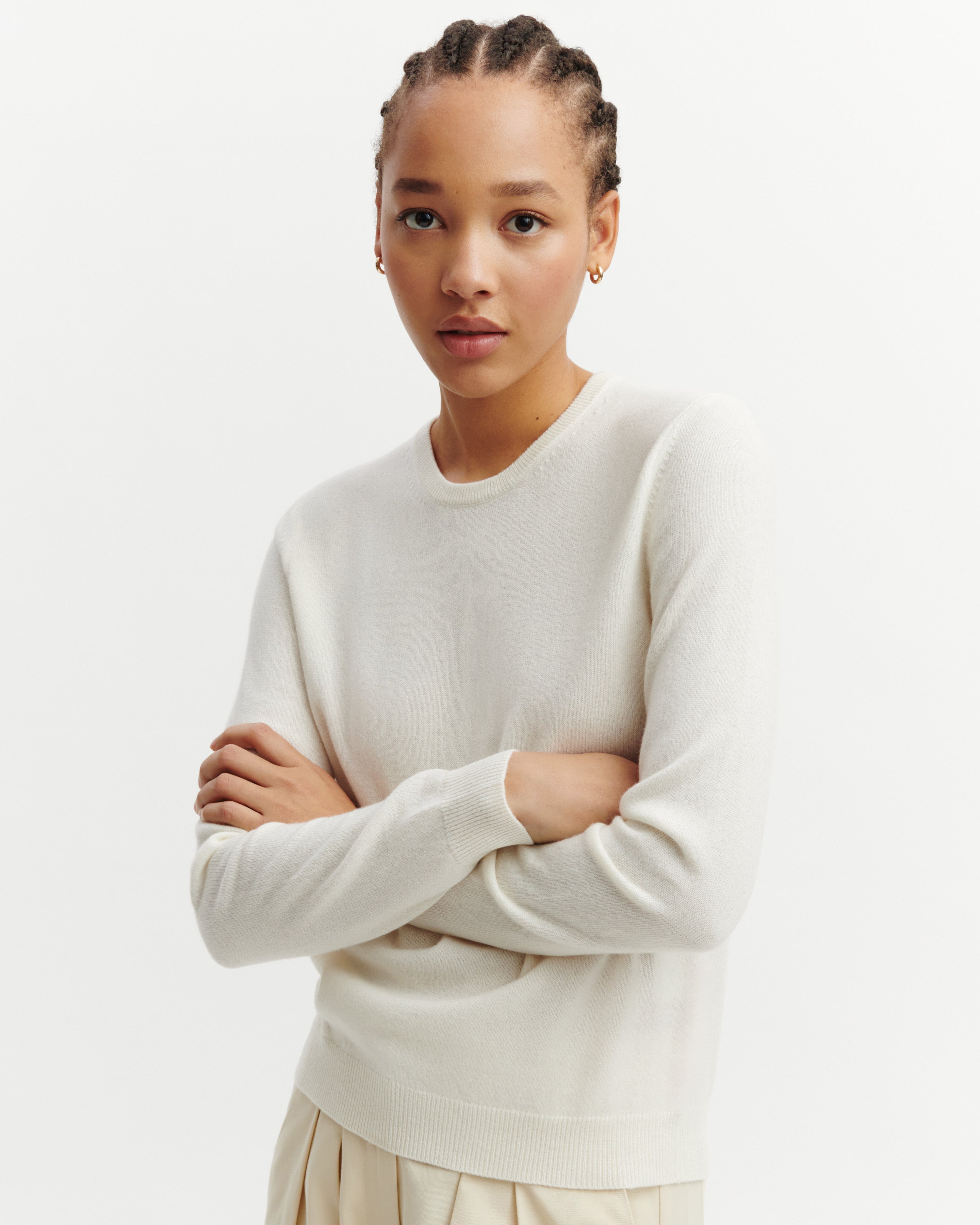 Pull col rond classique-NATUREL-100% cachemire