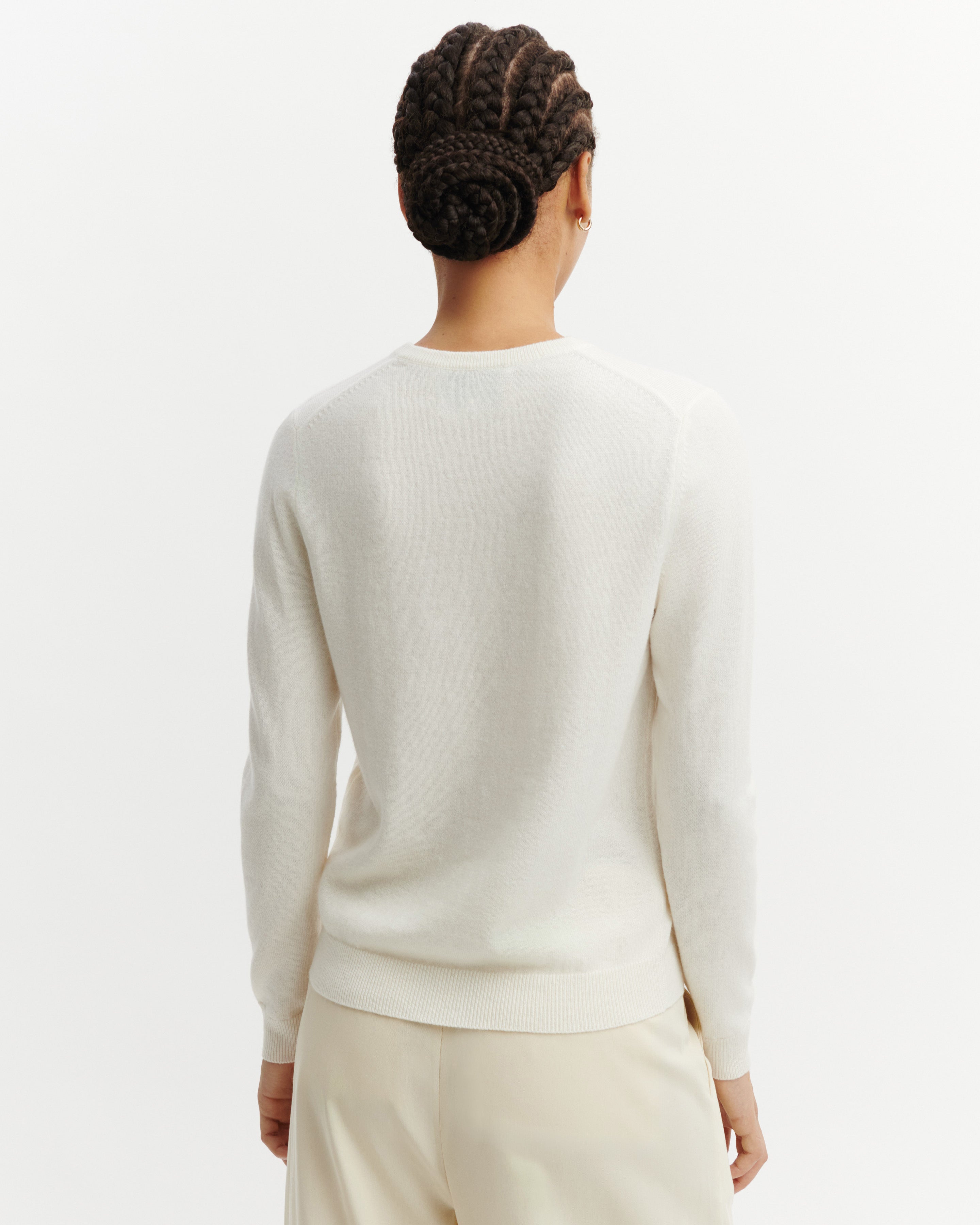 Pull col rond classique-NATUREL-100% cachemire