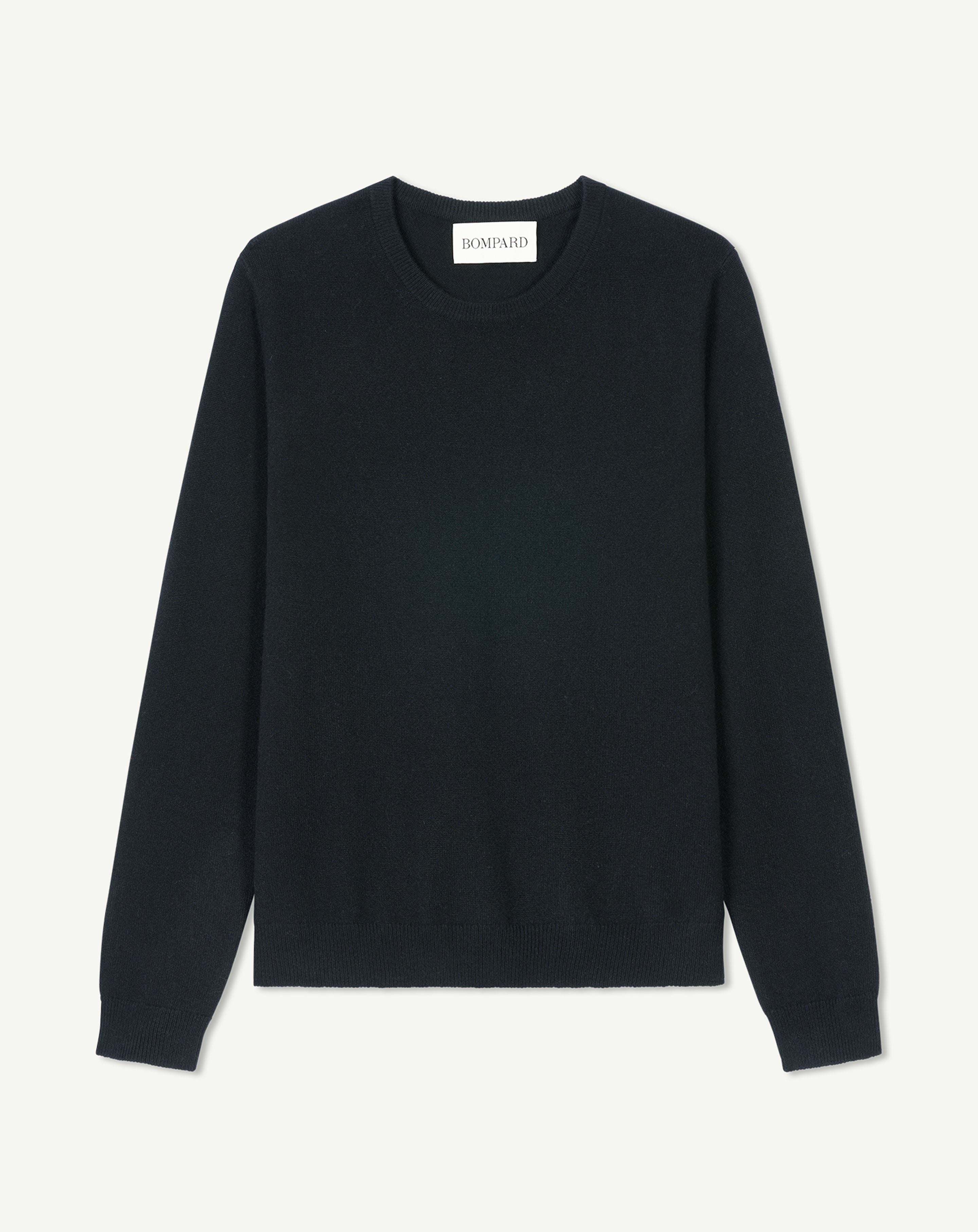 Pull col rond classique-NOIR-100% CACHEMIRE