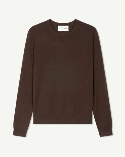 Pull col rond classique-CHOCOLAT-100% cachemire