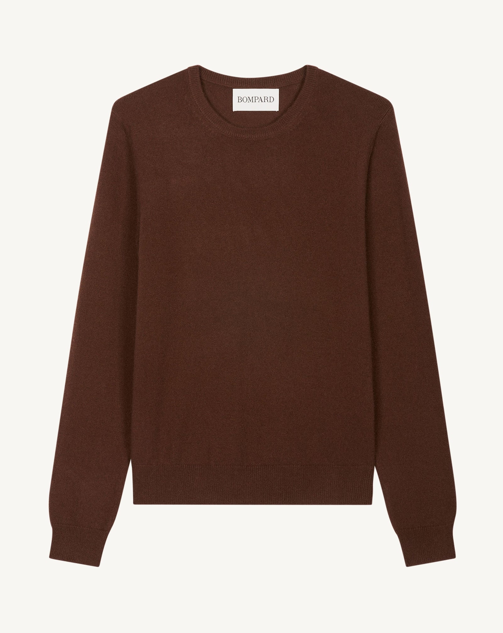 Pull col rond classique-CAFE-100% cachemire