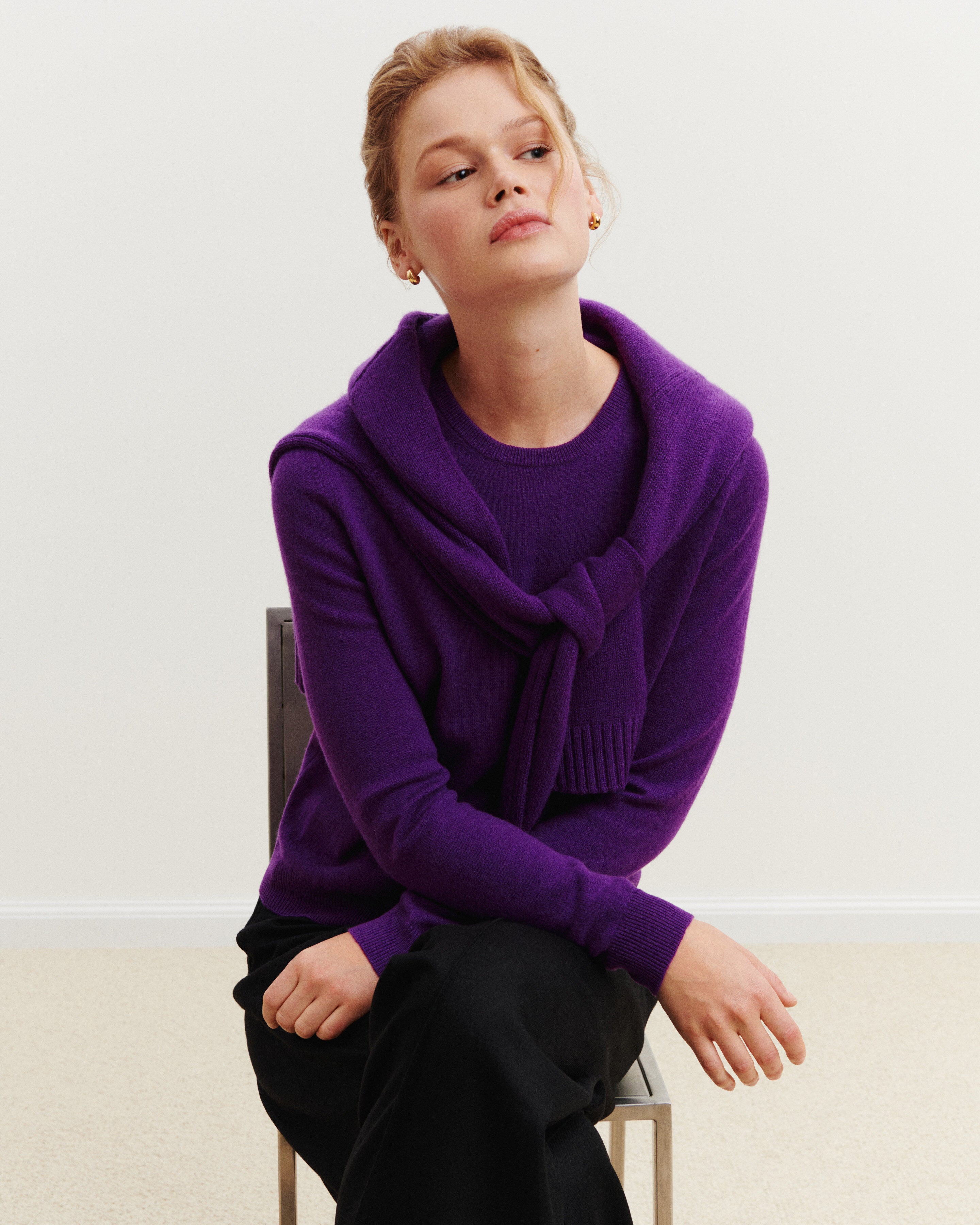 Pull col rond Origines-CYCLAMEN-100% cachemire