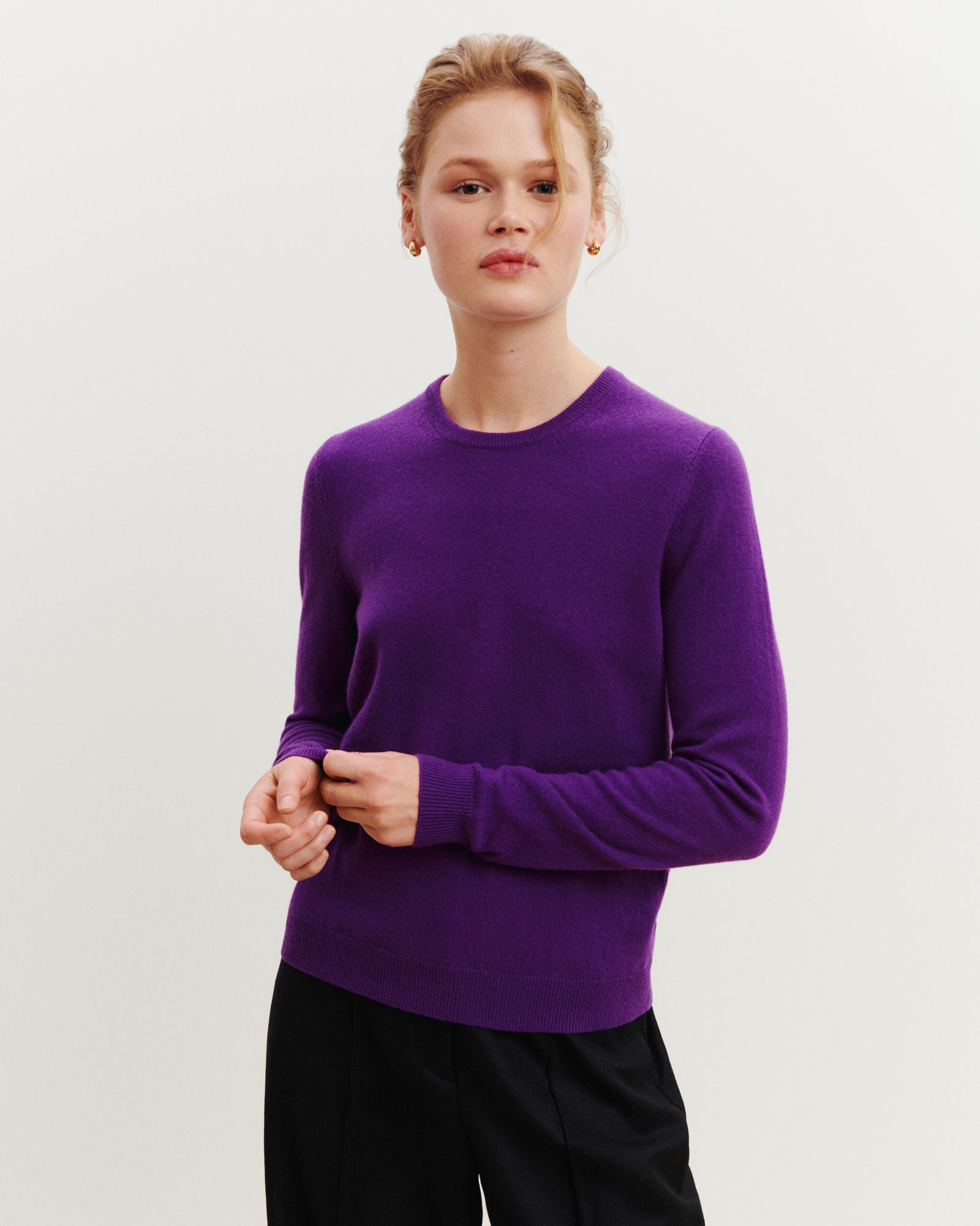 Pull col rond Origines-CYCLAMEN-100% cachemire