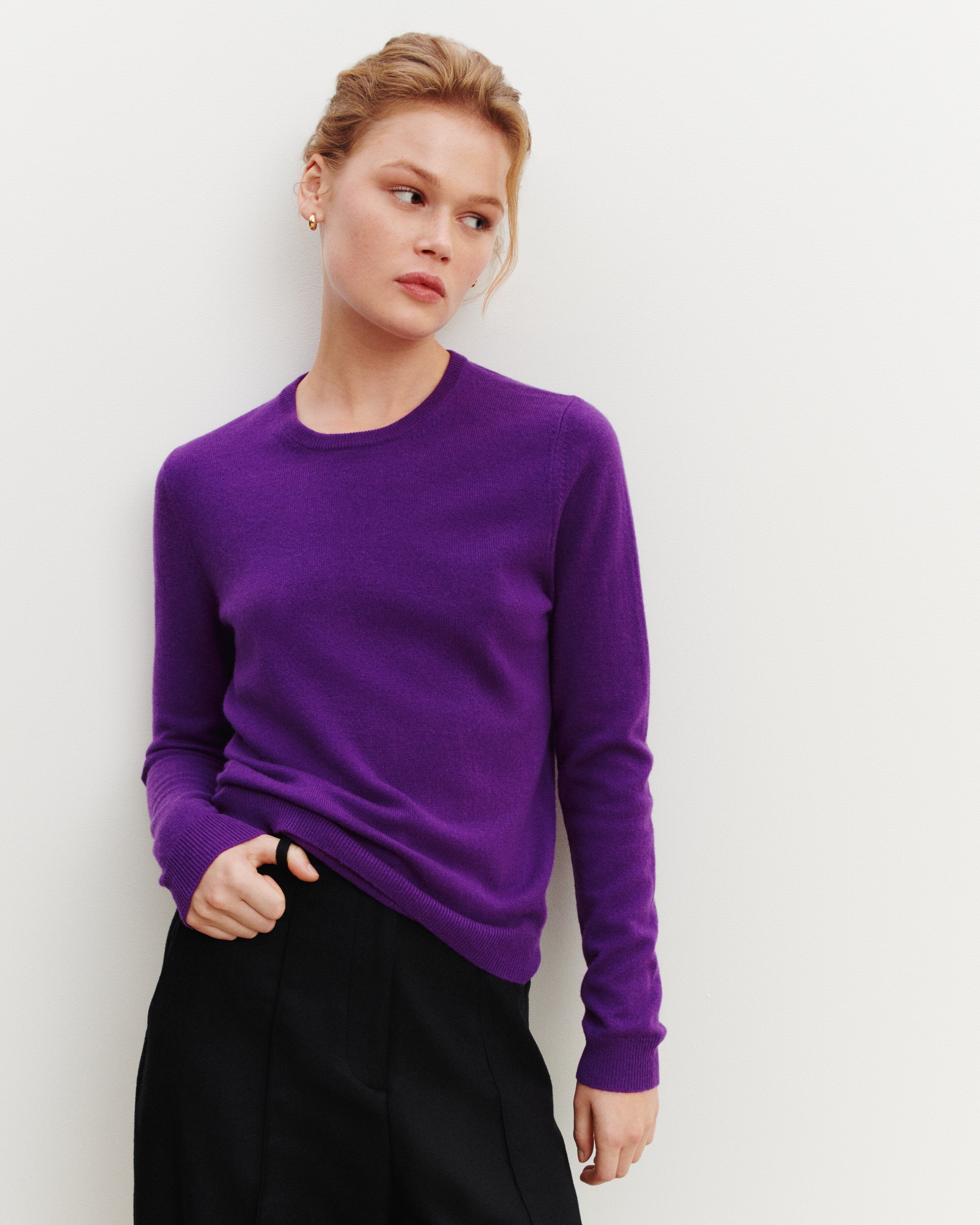 Pull col rond Origines-CYCLAMEN-100% cachemire