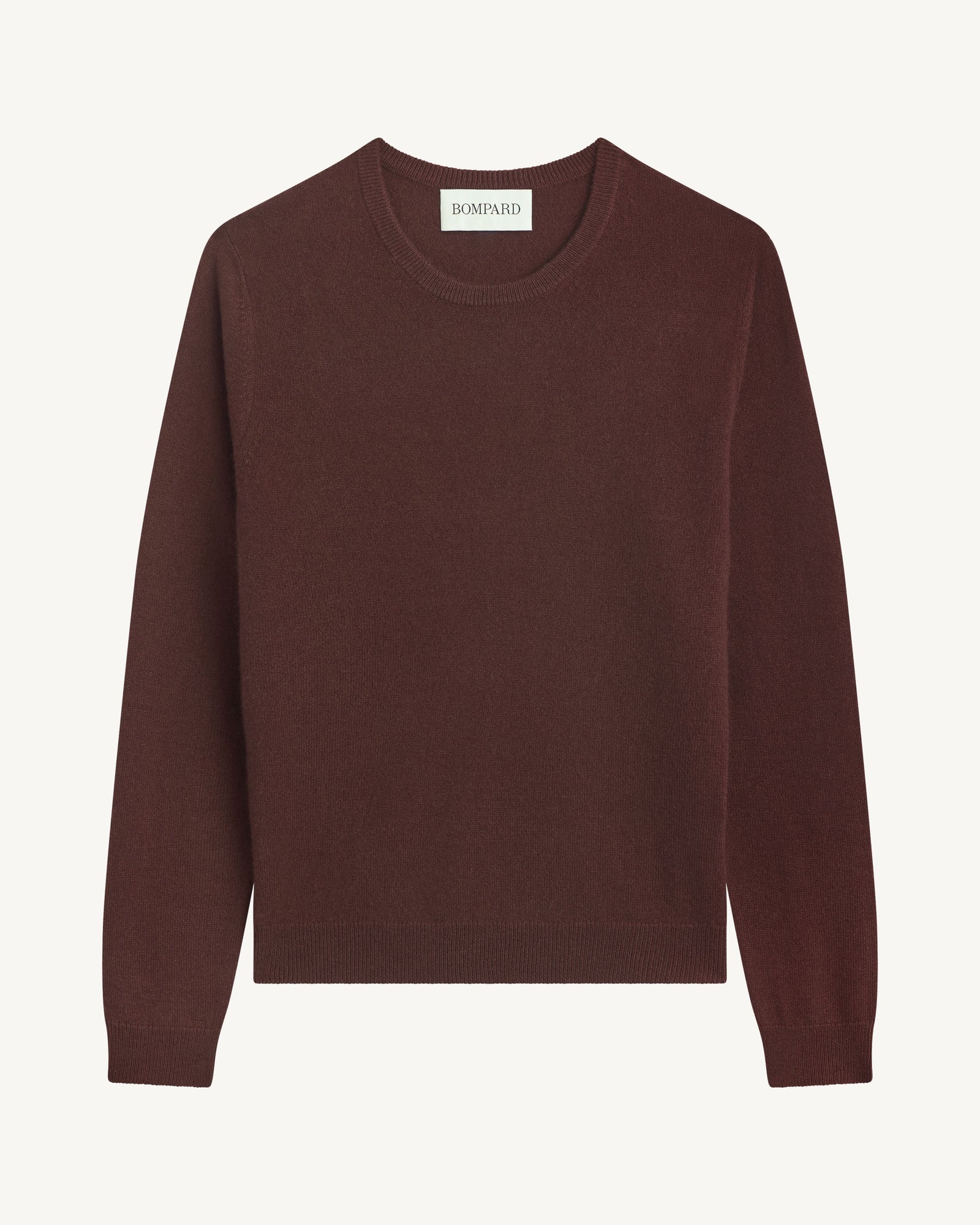 Pull col rond classique-GRENAT-100% cachemire