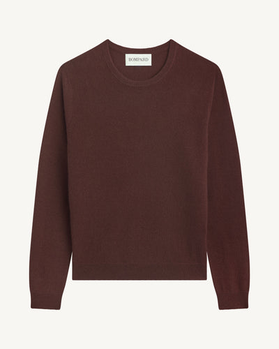 Pull col rond classique-GRENAT-100% cachemire